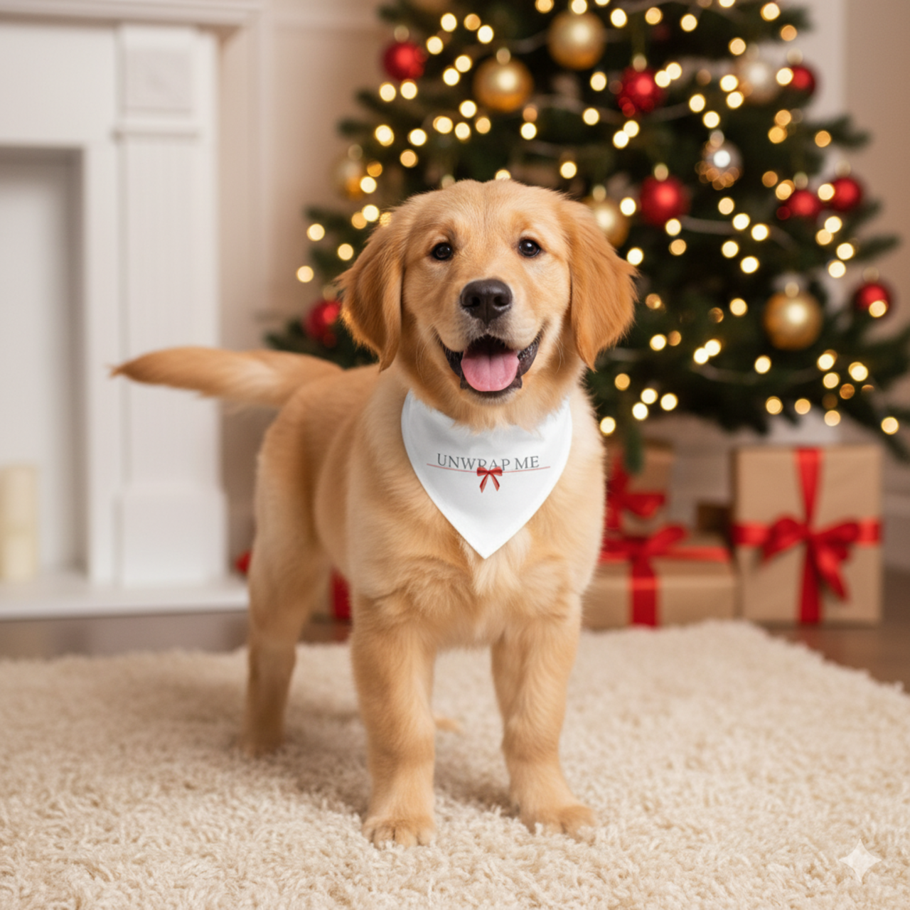 Clip-On Pet Bandana — "Unwrap Me" Holiday Bow Dog Scarf