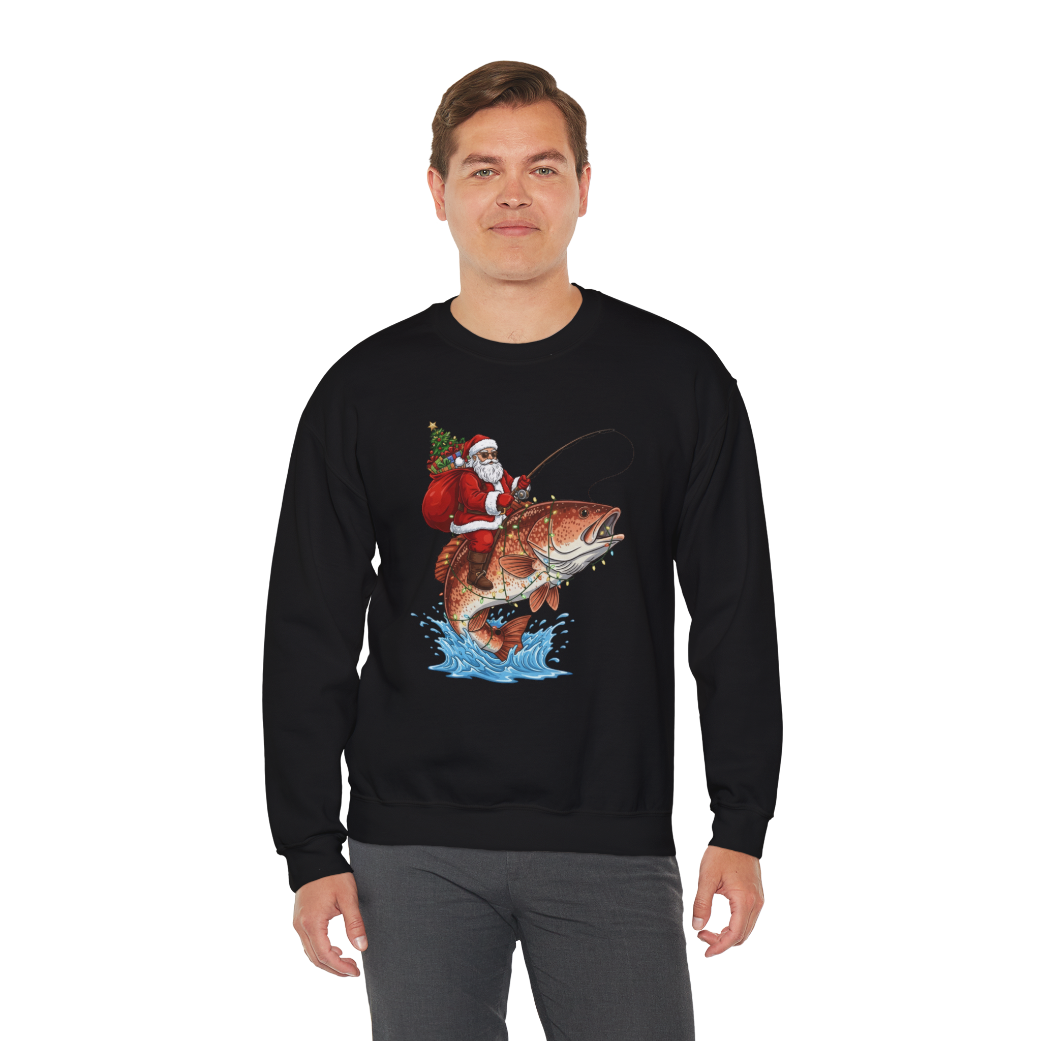 Funny Santa Florida Redfish Fishing Sweater 