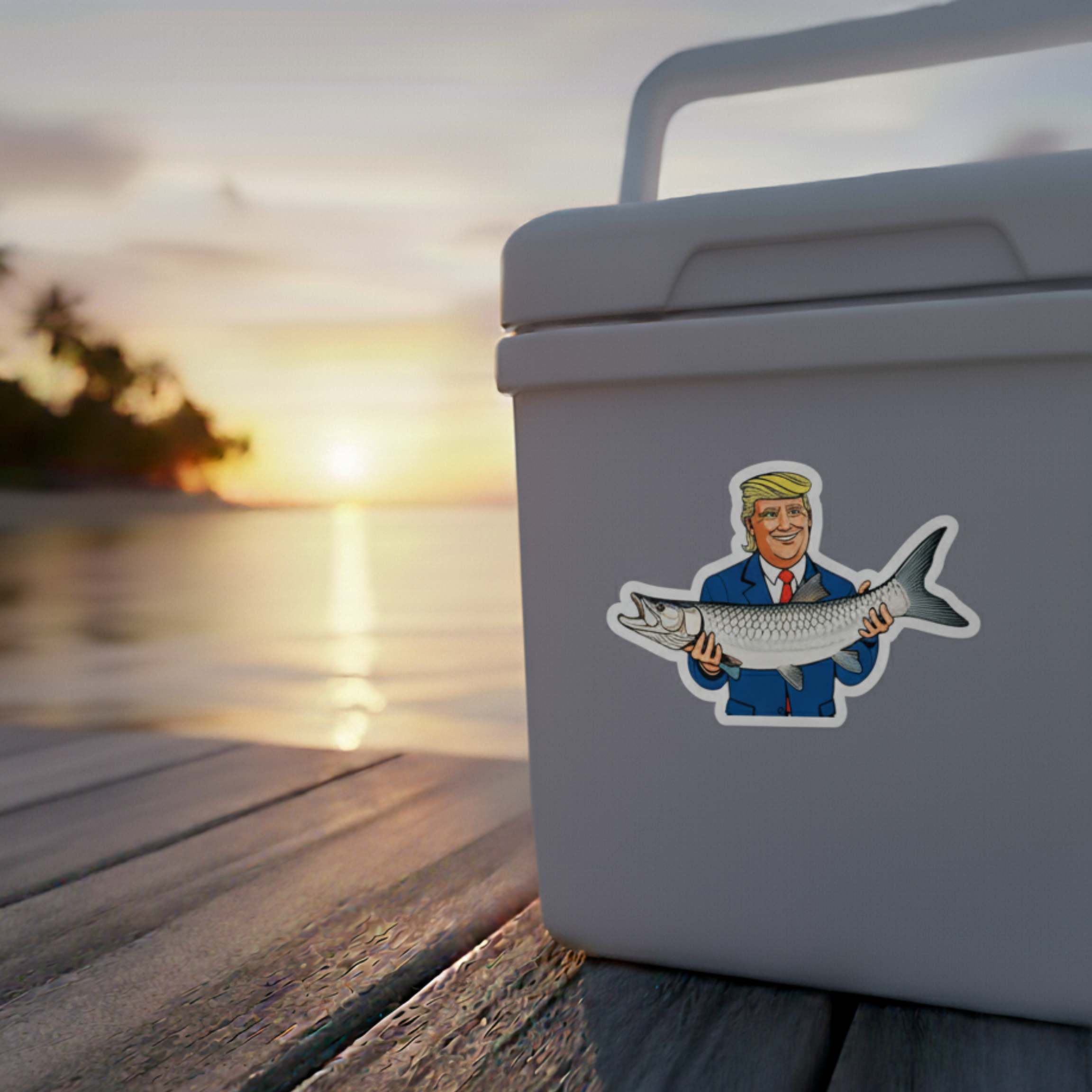 Presidential Angler Fishing Sticker | Tarpon Sticker | Political Funny Fishing Decal | Patriotic Fishing Sticker | Fishing Gift | Dad Gif product thumbnail image