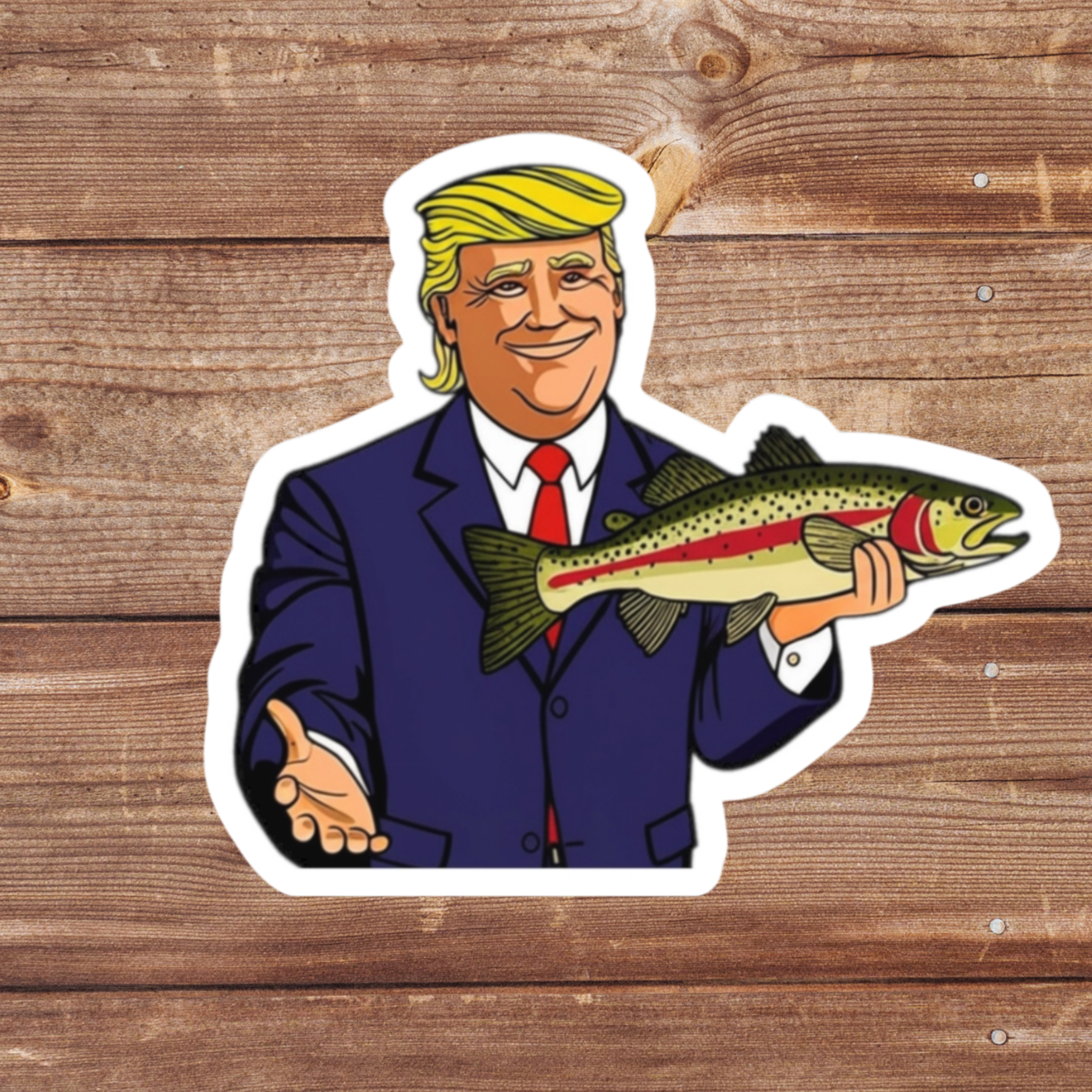 Presidential Angler Fishing Sticker | Trout Sticker | Political Funny Fishing Decal | Patriotic Fishing Sticker | Fishing Gift | Dad Gift product thumbnail image Presidential Angler Fishing Sticker | Trout Sticker | Political Funny Fishing Decal | Patriotic Fishing Sticker | Fishing Gift | Dad Gift product thumbnail image