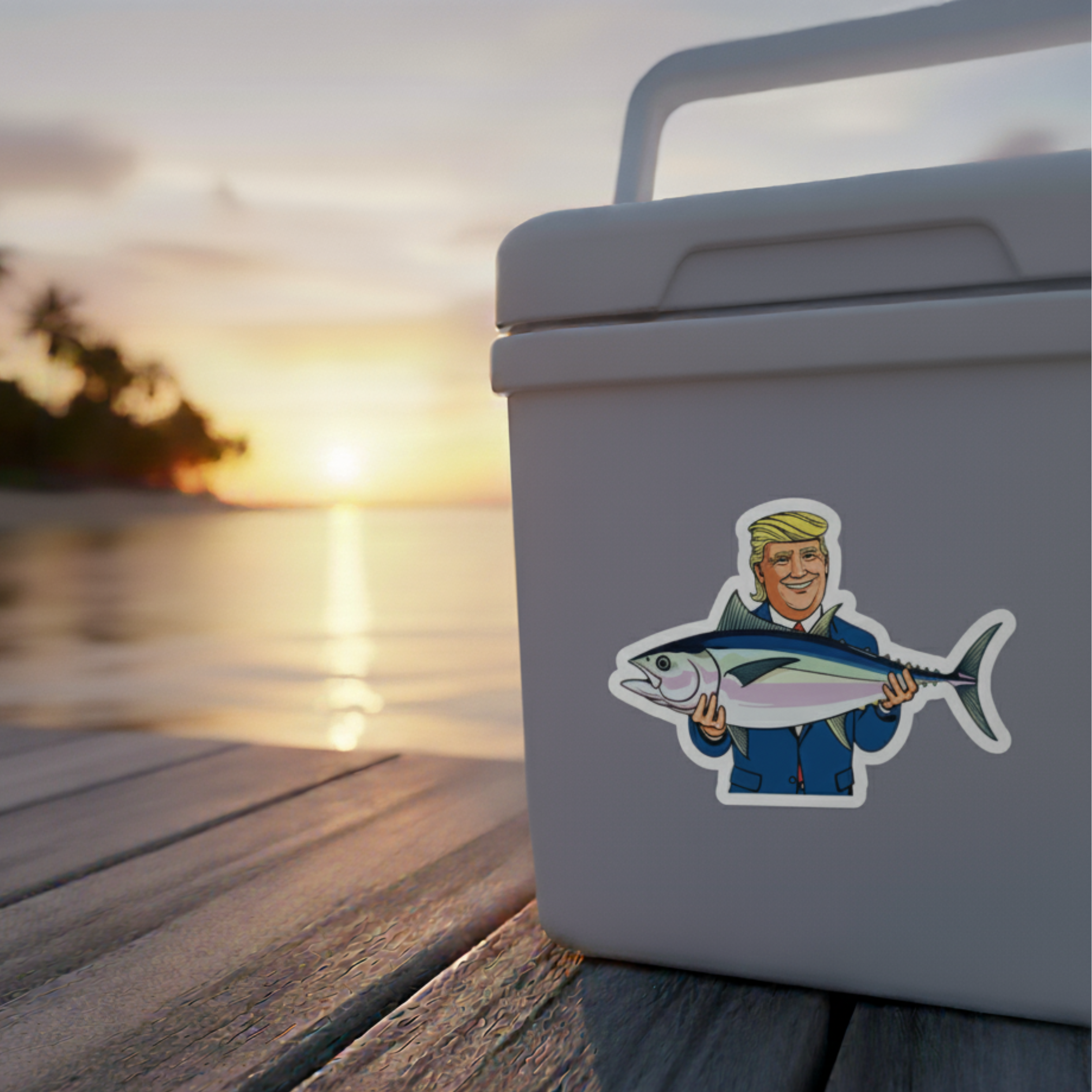 Presidential Angler Fishing Sticker | Tuna Sticker | Political Funny Fishing Decal | Patriotic Fishing Sticker | Fishing Gift | Dad Gift product thumbnail image