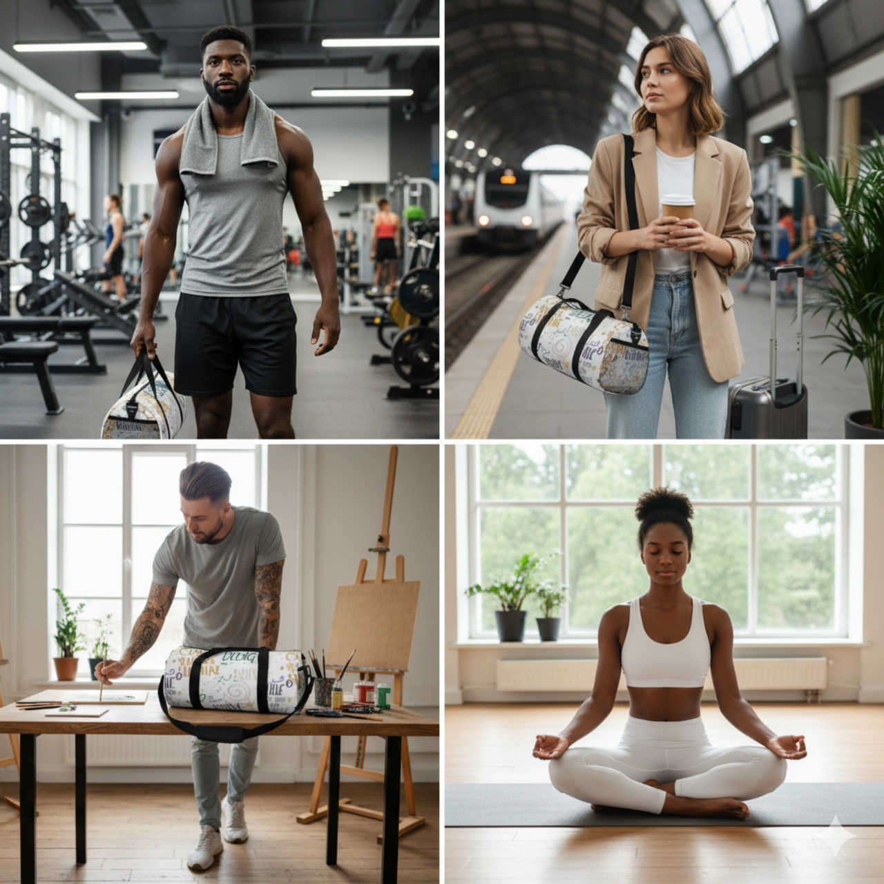 Inspirational Quote Duffel Bag – 'Chase Your Own Sunshine' Travel Gym Bag product thumbnail image Inspirational Quote Duffel Bag – 'Chase Your Own Sunshine' Travel Gym Bag product thumbnail image