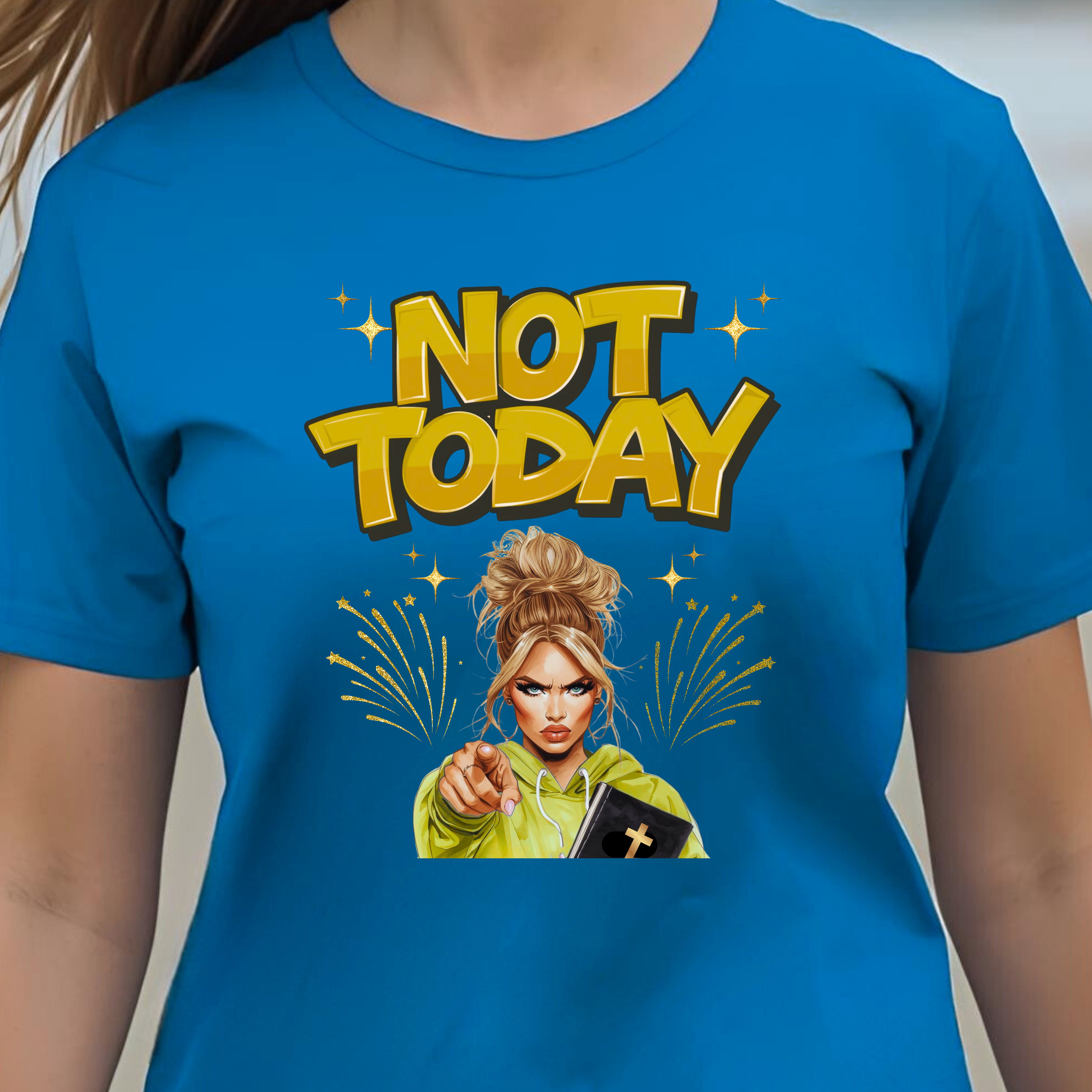 Not Today Faith-Based Christian Women's Cotton Short Sleeve T-Shirt, Motivational, Inspirational Message product thumbnail image