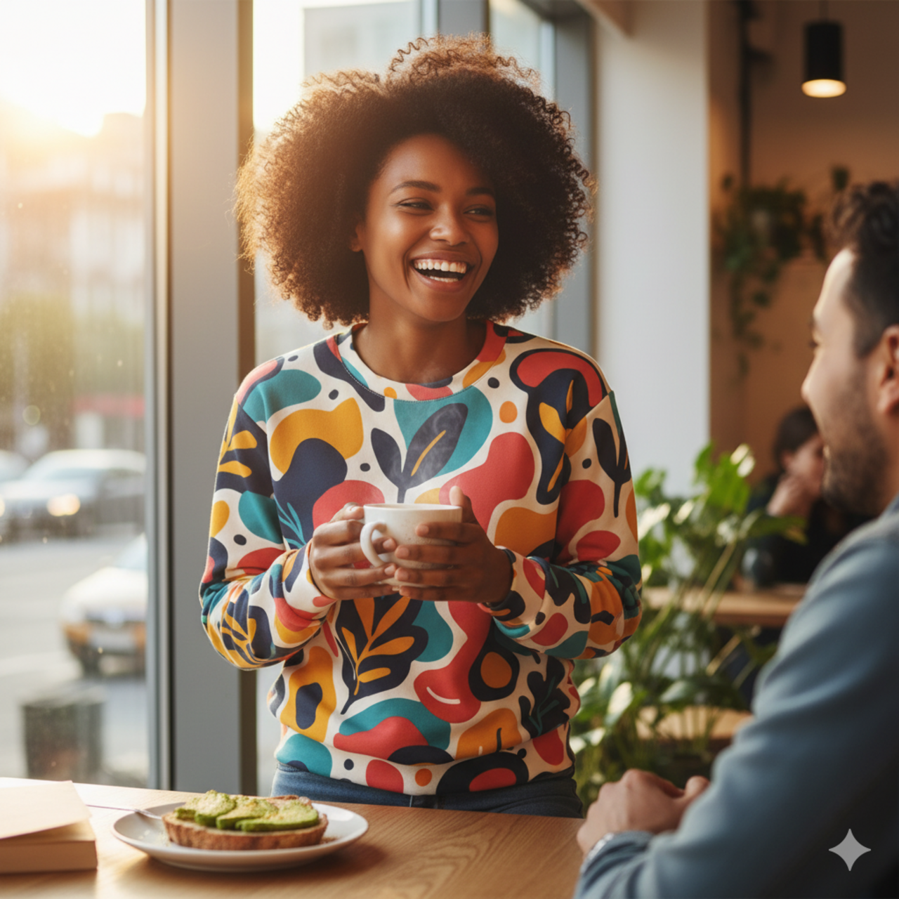 Abstract Floral All-Over Print Sweatshirt — Colorful Retro Leaf Pattern product thumbnail image Abstract Floral All-Over Print Sweatshirt — Colorful Retro Leaf Pattern product thumbnail image