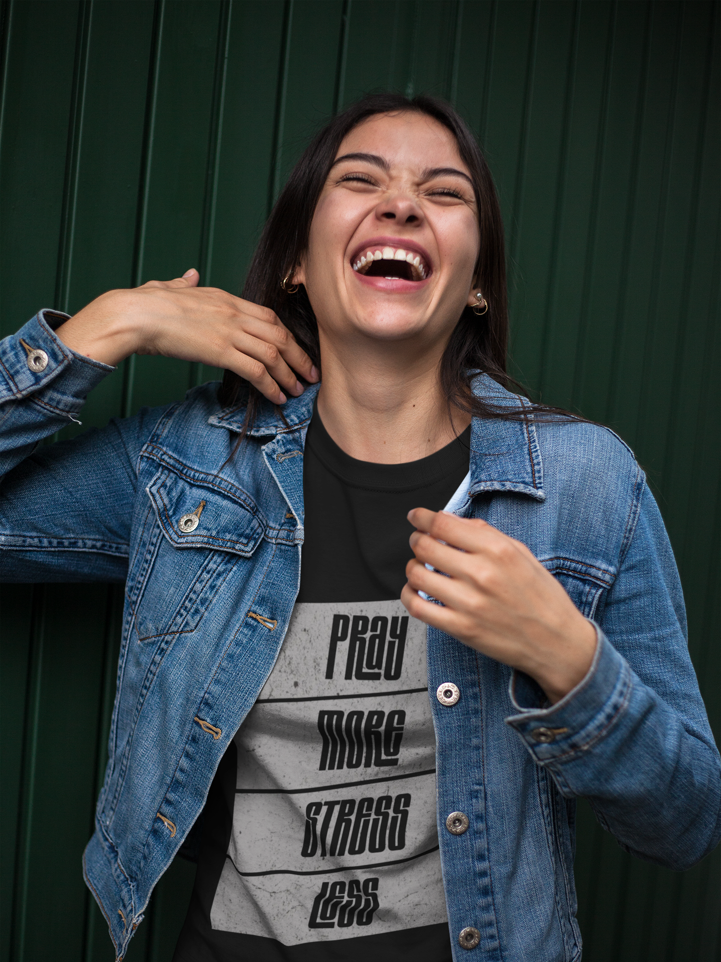 Relaxed Unisex Heavy Cotton Tee - "Pray More Stress Less" - Inspirational Gift, Everyday Comfort, Uplifting Message, Mindfulness Tee, [...] product thumbnail image