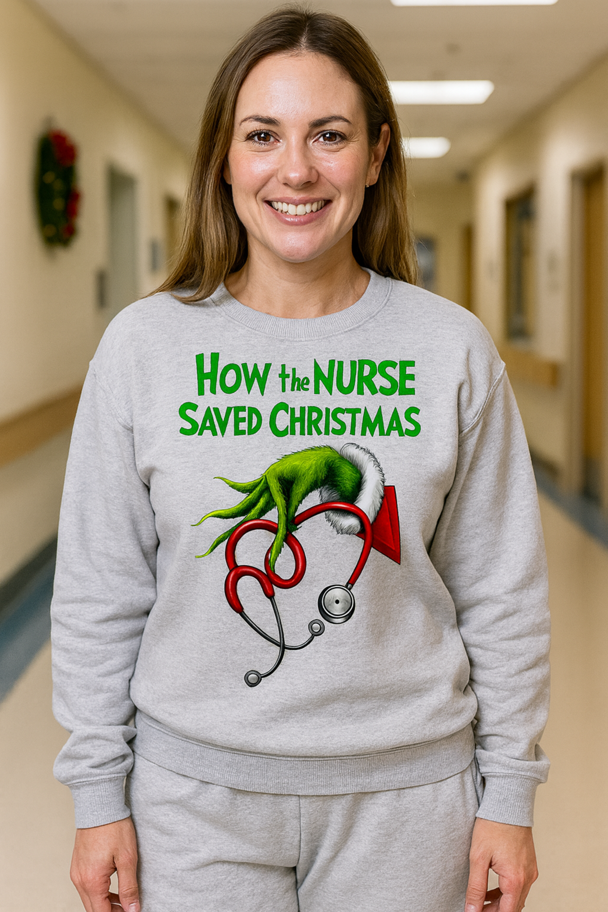 Nurse Saved Christmas Sweatshirt Grinch-Inspired Holiday Nurse Crewneck