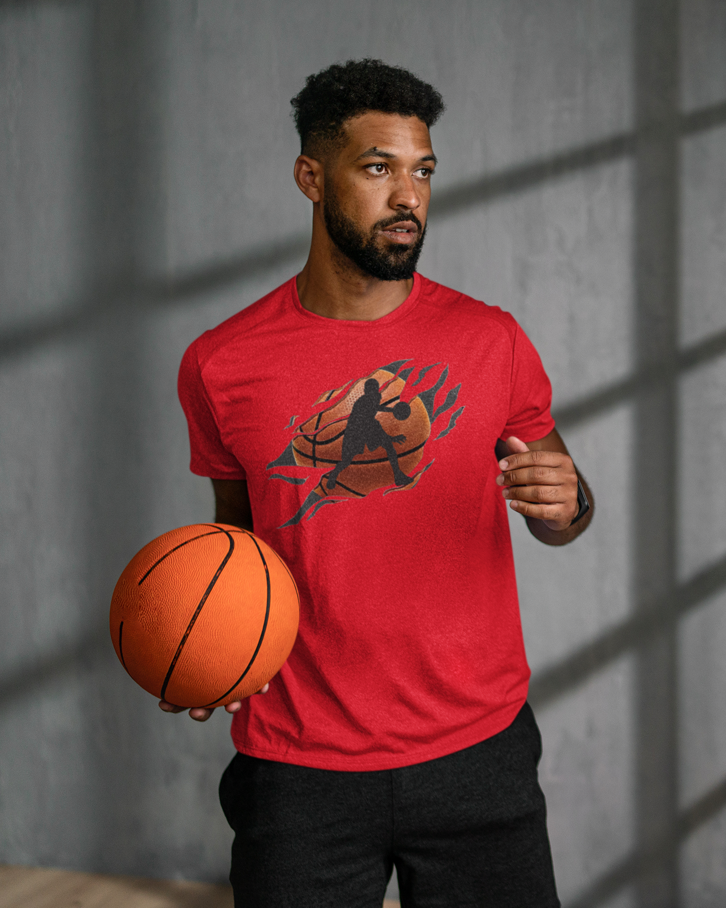 Basketball Player Silhouette Tee | Flame Basketball Graphic Basketball Player Silhouette Tee | Flame Basketball Graphic