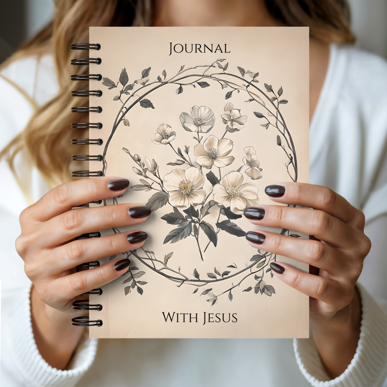 Journal with Jesus Christian Spiral Notebook 6x8 | Floral Journal | Faith Notebook Gift for Women