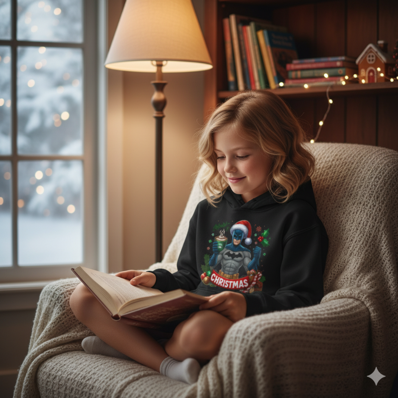 Kids Batman Christmas Hoodie — Santa Hat Superhero Holiday Sweatshirt product thumbnail image Kids Batman Christmas Hoodie — Santa Hat Superhero Holiday Sweatshirt product thumbnail image