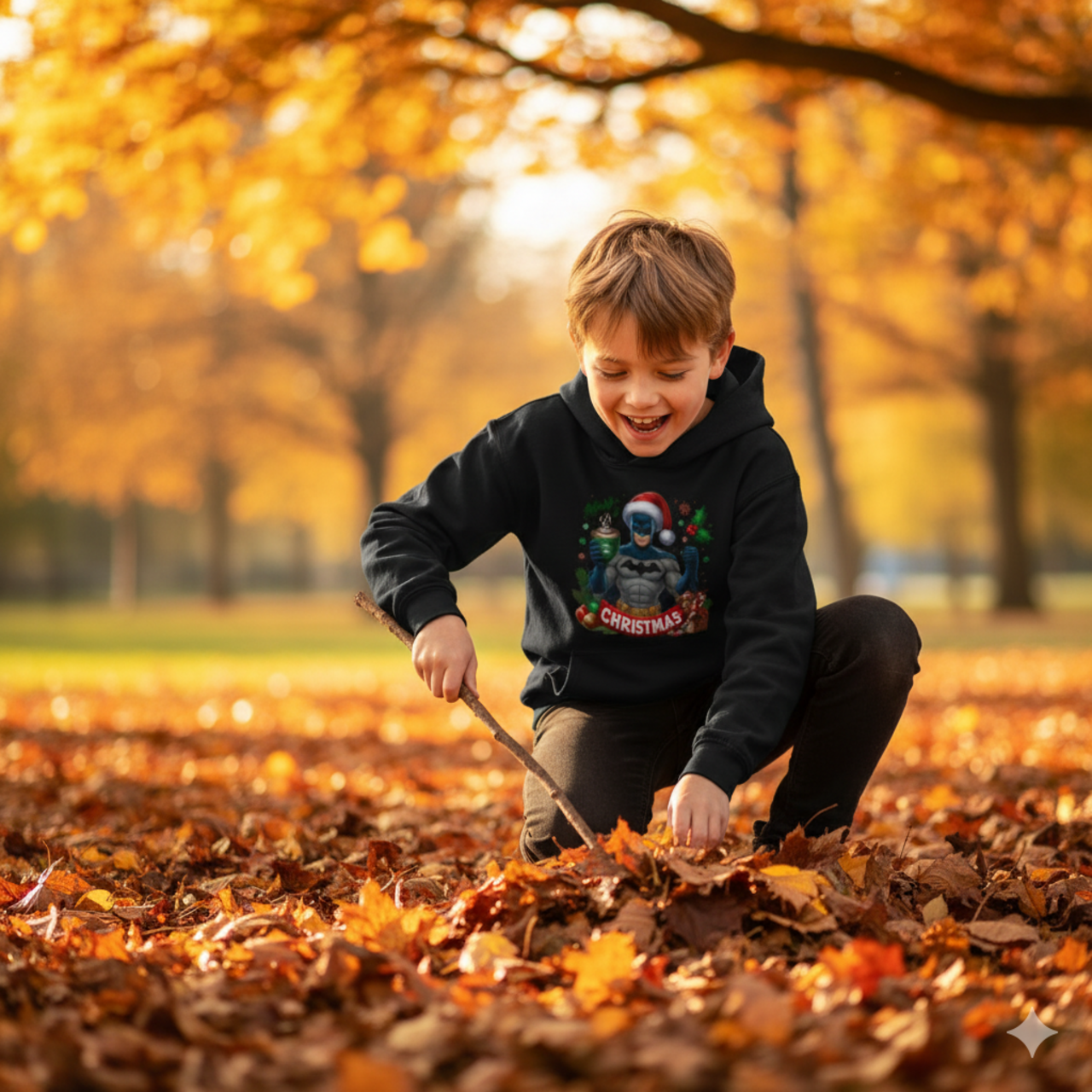 Kids Batman Christmas Hoodie — Santa Hat Superhero Holiday Sweatshirt product thumbnail image Kids Batman Christmas Hoodie — Santa Hat Superhero Holiday Sweatshirt product thumbnail image