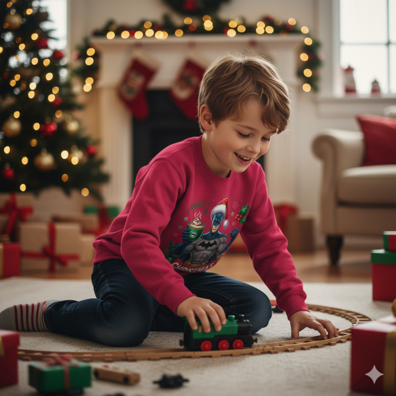 Kids Christmas Sweatshirt — Festive Superhero Holding Hot Cocoa, "Merry Christmas" Design product thumbnail image Kids Christmas Sweatshirt — Festive Superhero Holding Hot Cocoa, "Merry Christmas" Design product thumbnail image