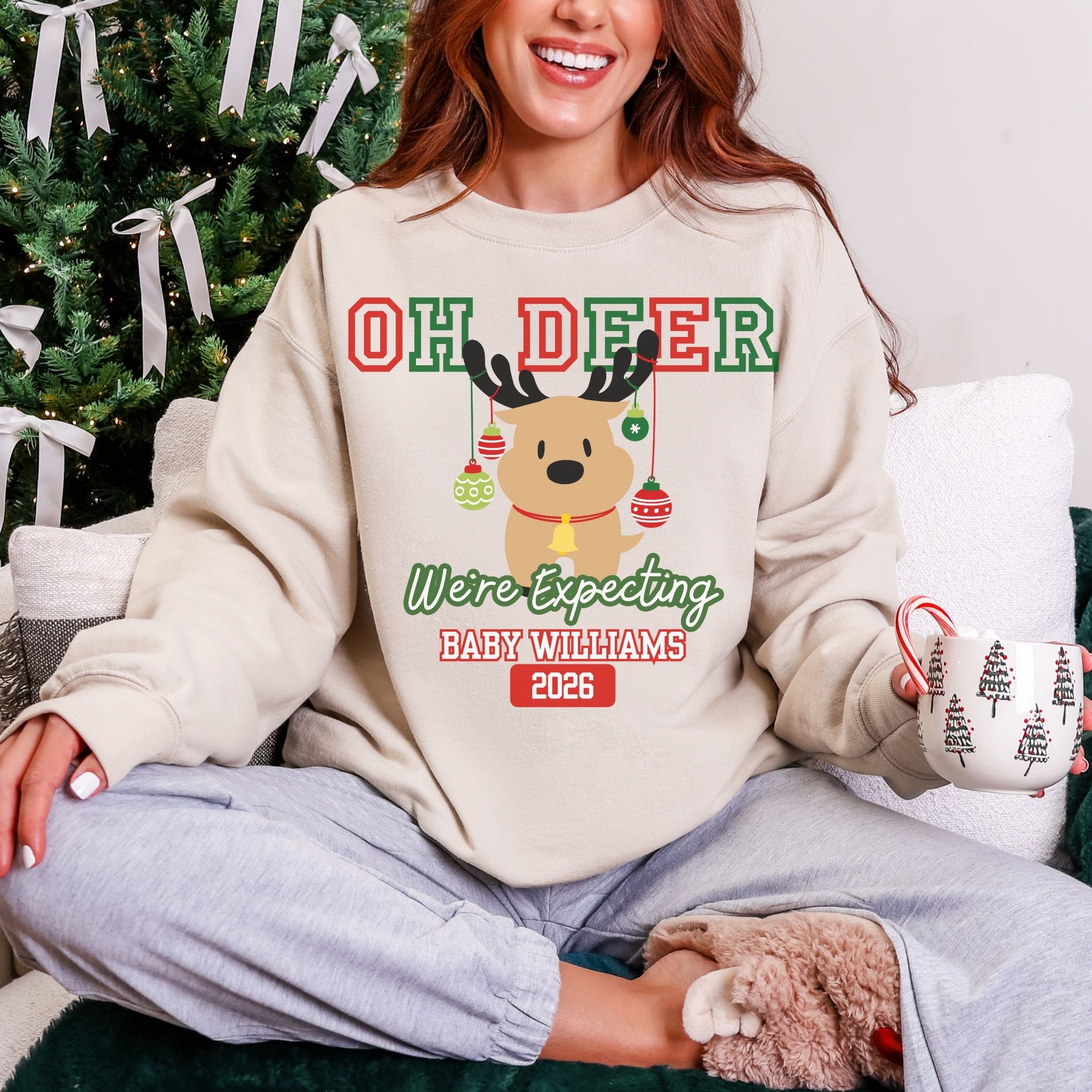 Pregnancy Announcement Christmas Sweatshirt – “Oh, Deer We’re Expecting Baby Whalame 2026” product thumbnail image Pregnancy Announcement Christmas Sweatshirt – “Oh, Deer We’re Expecting Baby Whalame 2026” product thumbnail image