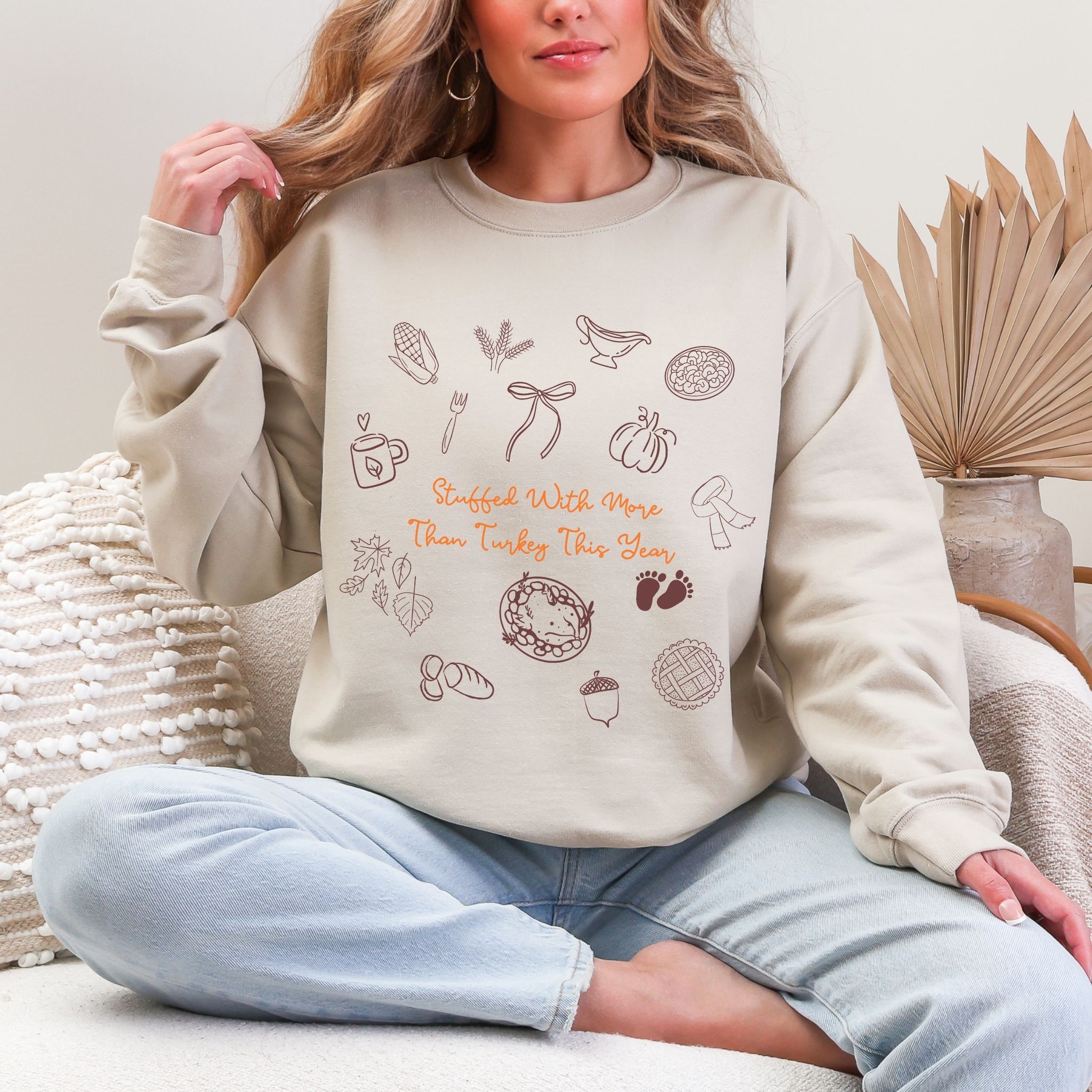 Thanksgiving Pregnancy Announcement Sweatshirt - Stuffed with more than just Turkey this year Thanksgiving Pregnancy Announcement Sweatshirt - Stuffed with more than just Turkey this year