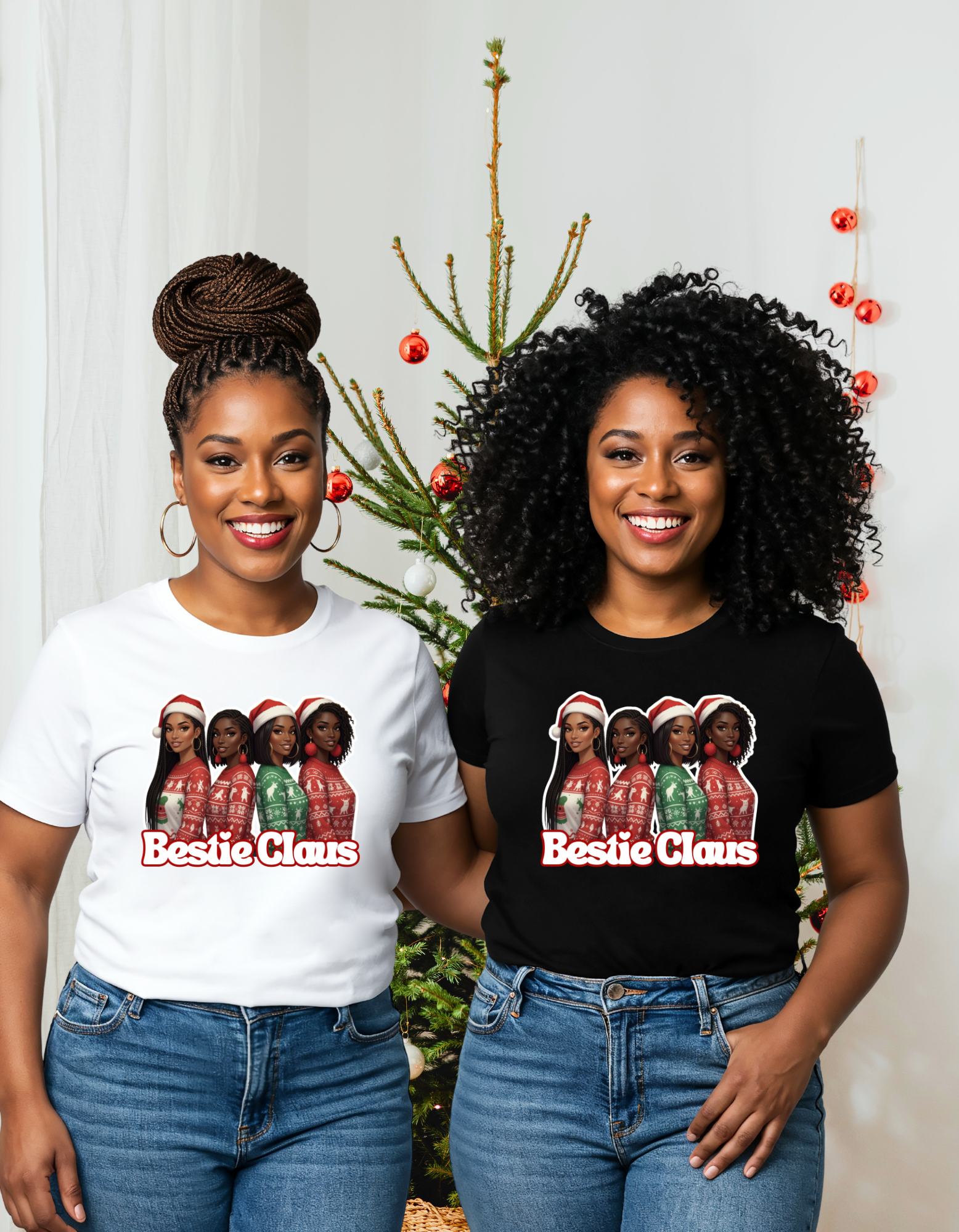 Bestie Claus T-Shirt — Christmas Friends Holiday Tee Bestie Claus T-Shirt — Christmas Friends Holiday Tee