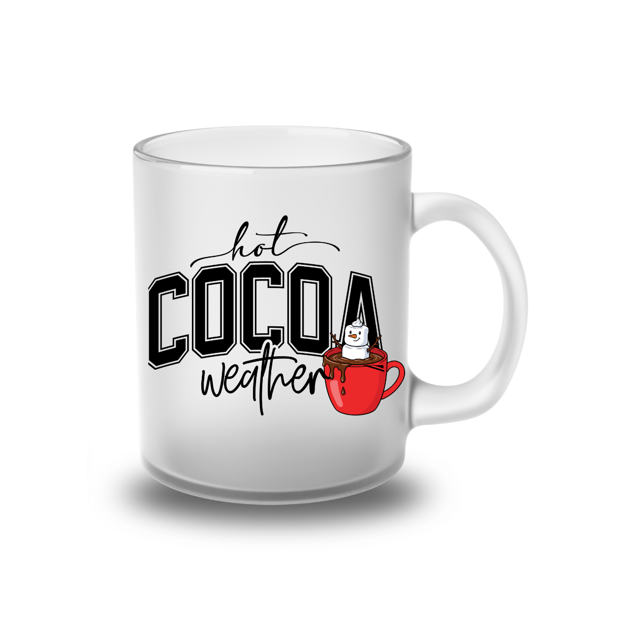 Hot Cocoa Weather Frosted Glass Mug — Holiday Hot Chocolate Gift (11oz ) product thumbnail image Hot Cocoa Weather Frosted Glass Mug — Holiday Hot Chocolate Gift (11oz ) product thumbnail image