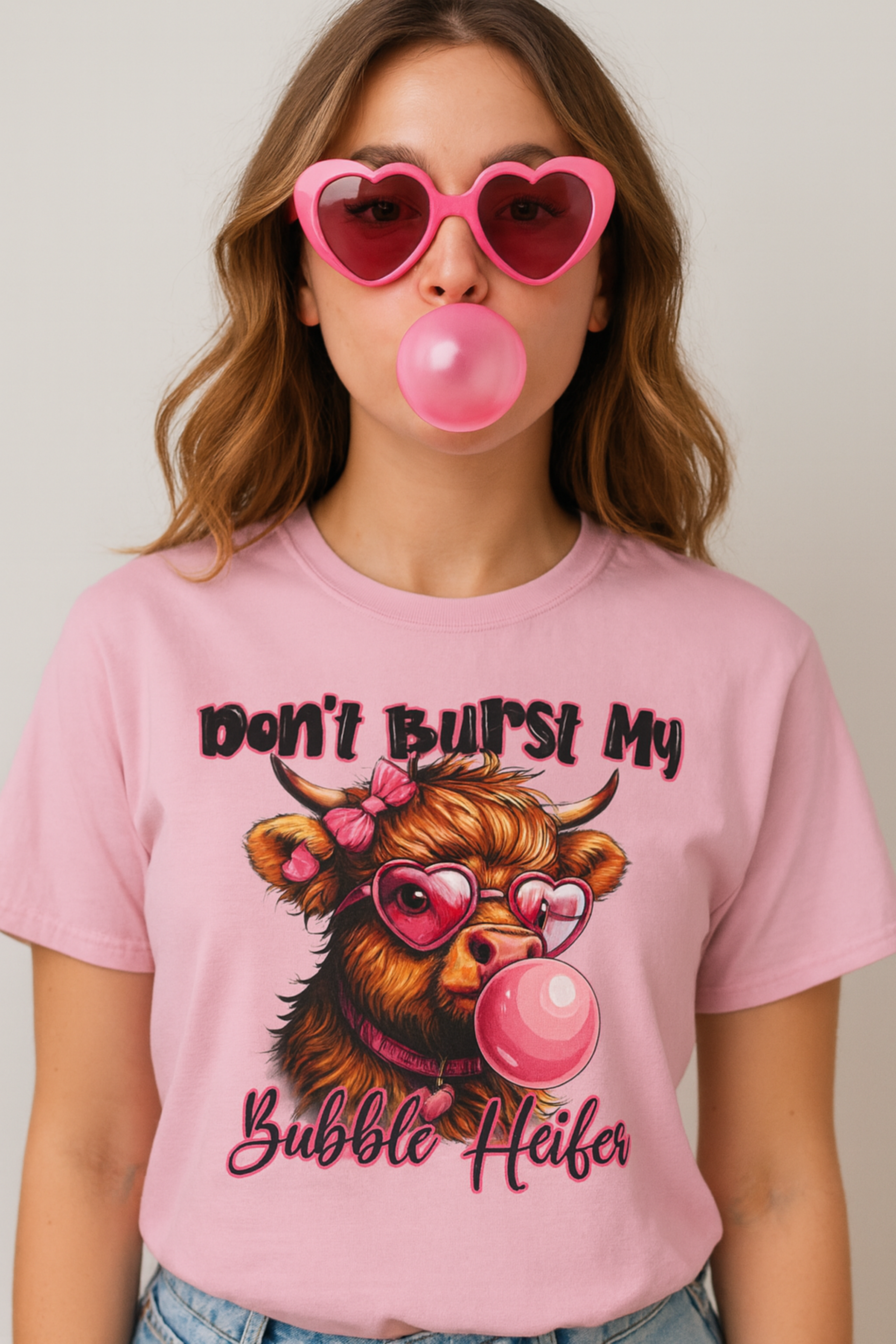 Don't Burst My Bubble Heifer T-Shirt — Cute Cow Bubblegum Graphic Tee Don't Burst My Bubble Heifer T-Shirt — Cute Cow Bubblegum Graphic Tee