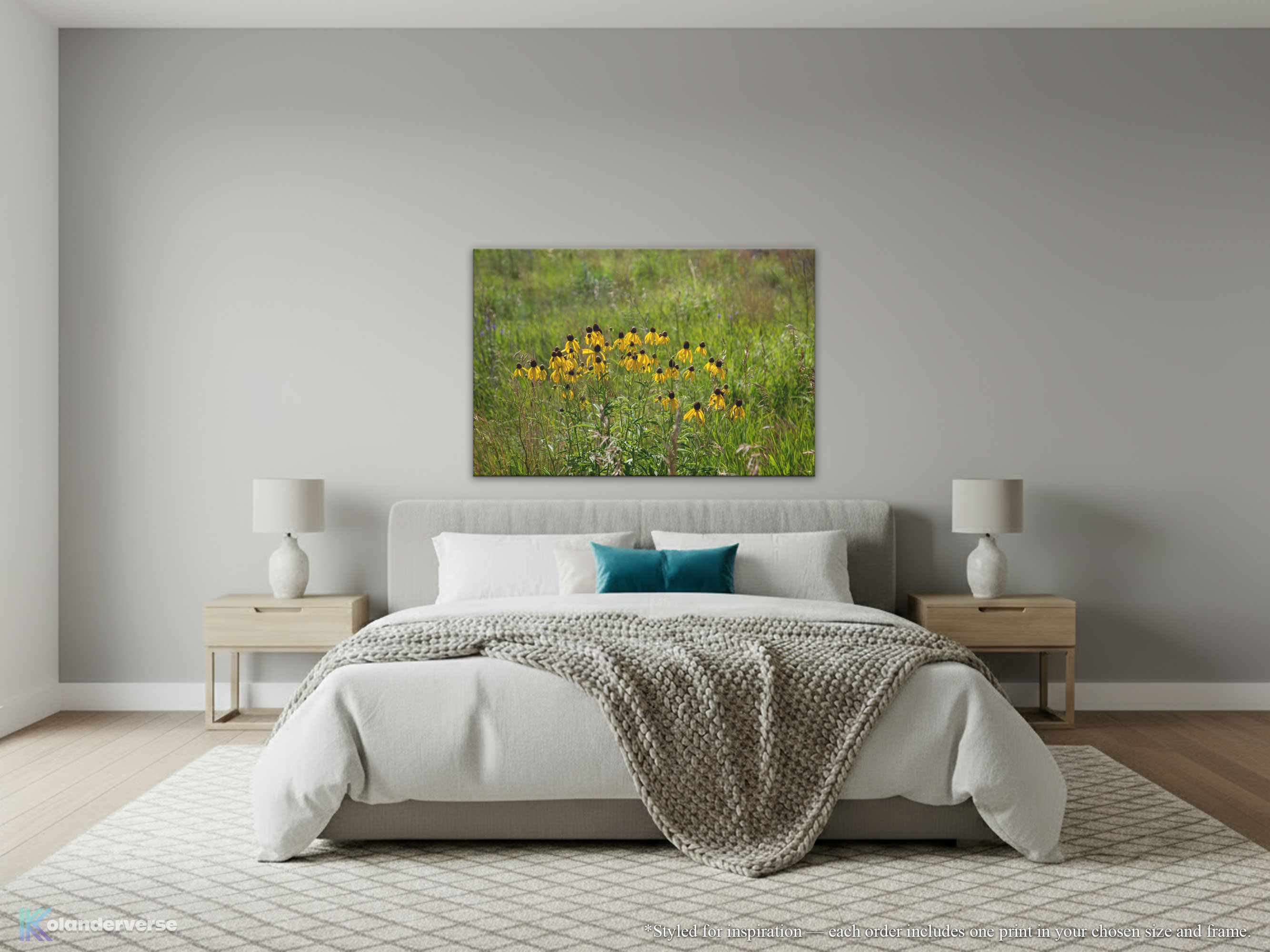 Black-Eyed Susan Floral - Canvas Print – Rustic Flowers Midwest Prairie Wall Art - Yellow Wildflowers #29 product thumbnail image