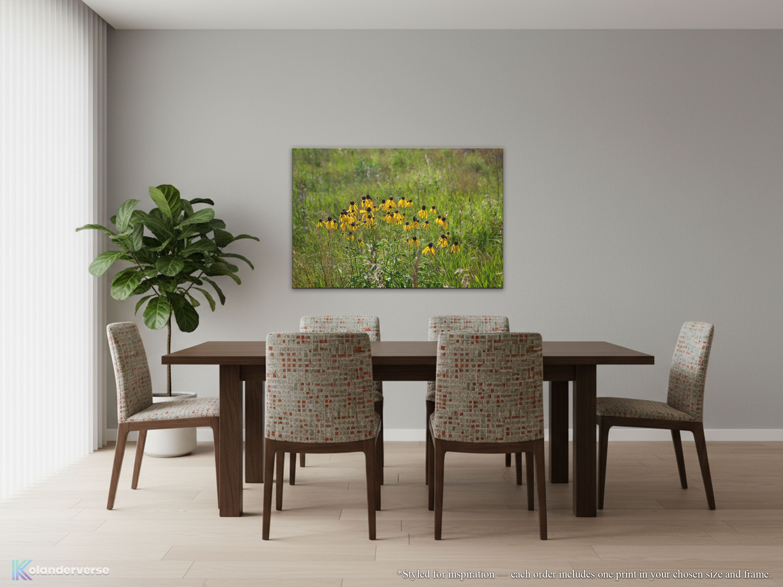 Black-Eyed Susan Floral - Canvas Print – Rustic Flowers Midwest Prairie Wall Art - Yellow Wildflowers #29 product thumbnail image