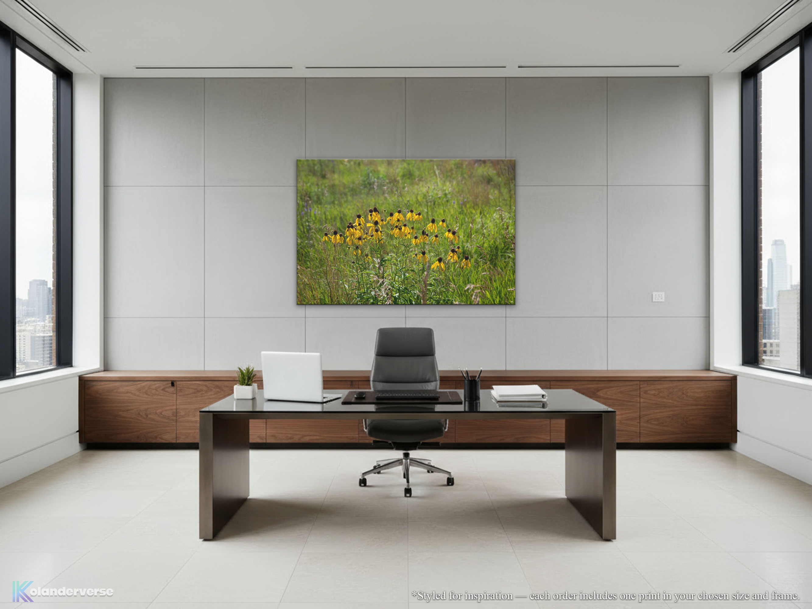 Black-Eyed Susan Floral - Canvas Print – Rustic Flowers Midwest Prairie Wall Art - Yellow Wildflowers #29 product thumbnail image