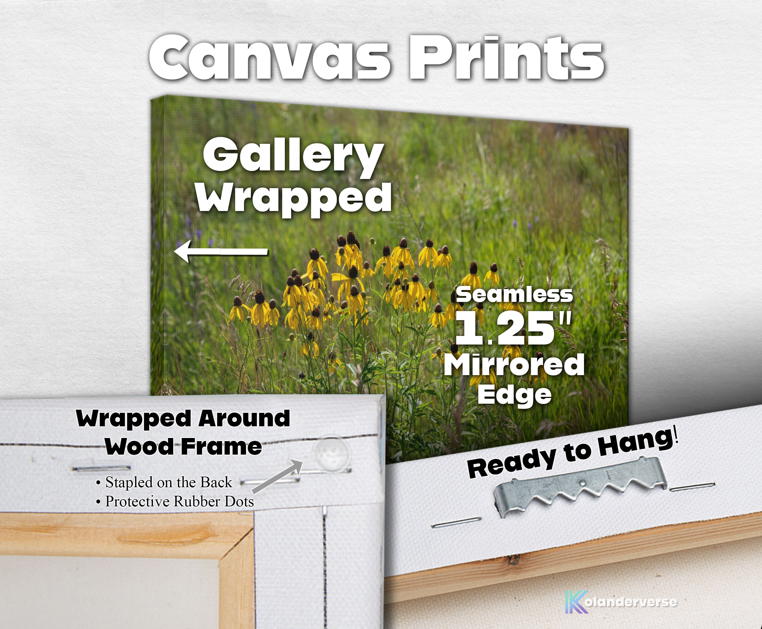 Black-Eyed Susan Floral - Canvas Print – Rustic Flowers Midwest Prairie Wall Art - Yellow Wildflowers #29 product thumbnail image
