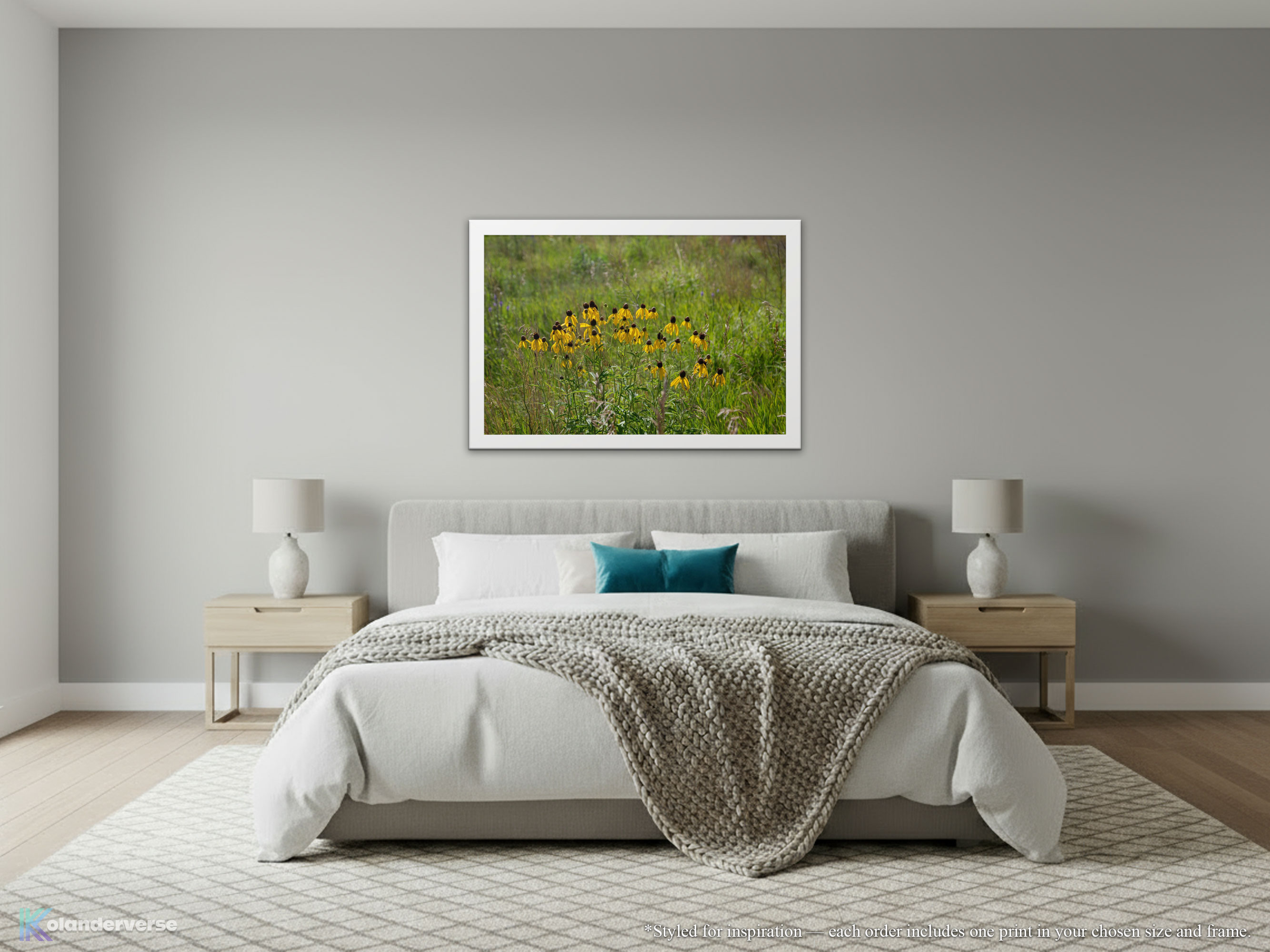 Black-Eyed Susan Floral - Framed Print – Rustic Flowers Midwest Prairie Wall Art - Yellow Wildflowers #29 product thumbnail image