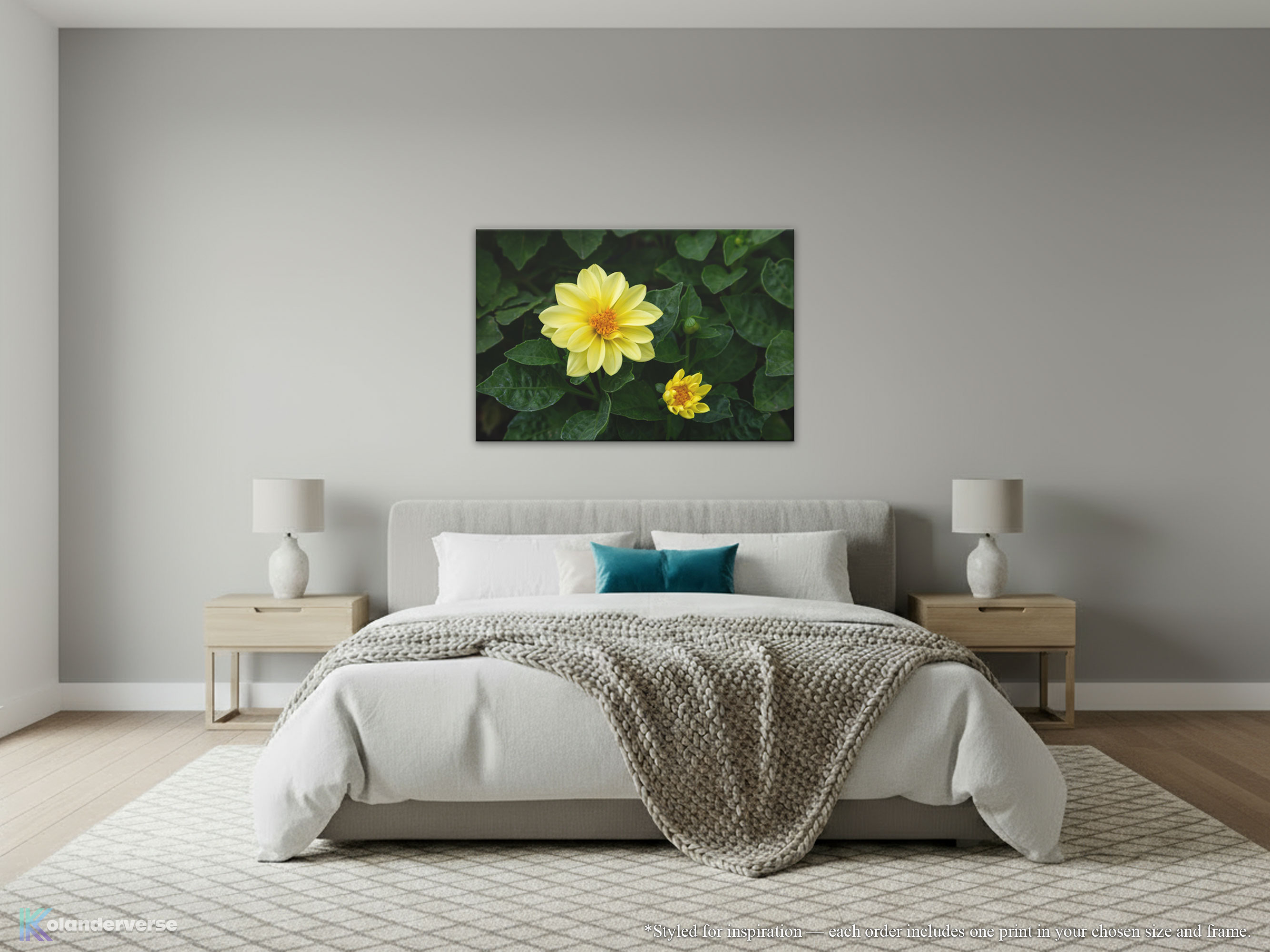 Yellow Dahlia Flower - Canvas Print - Floral Botanical Photography Decor, Modern Farmhouse Artwork #37 product thumbnail image