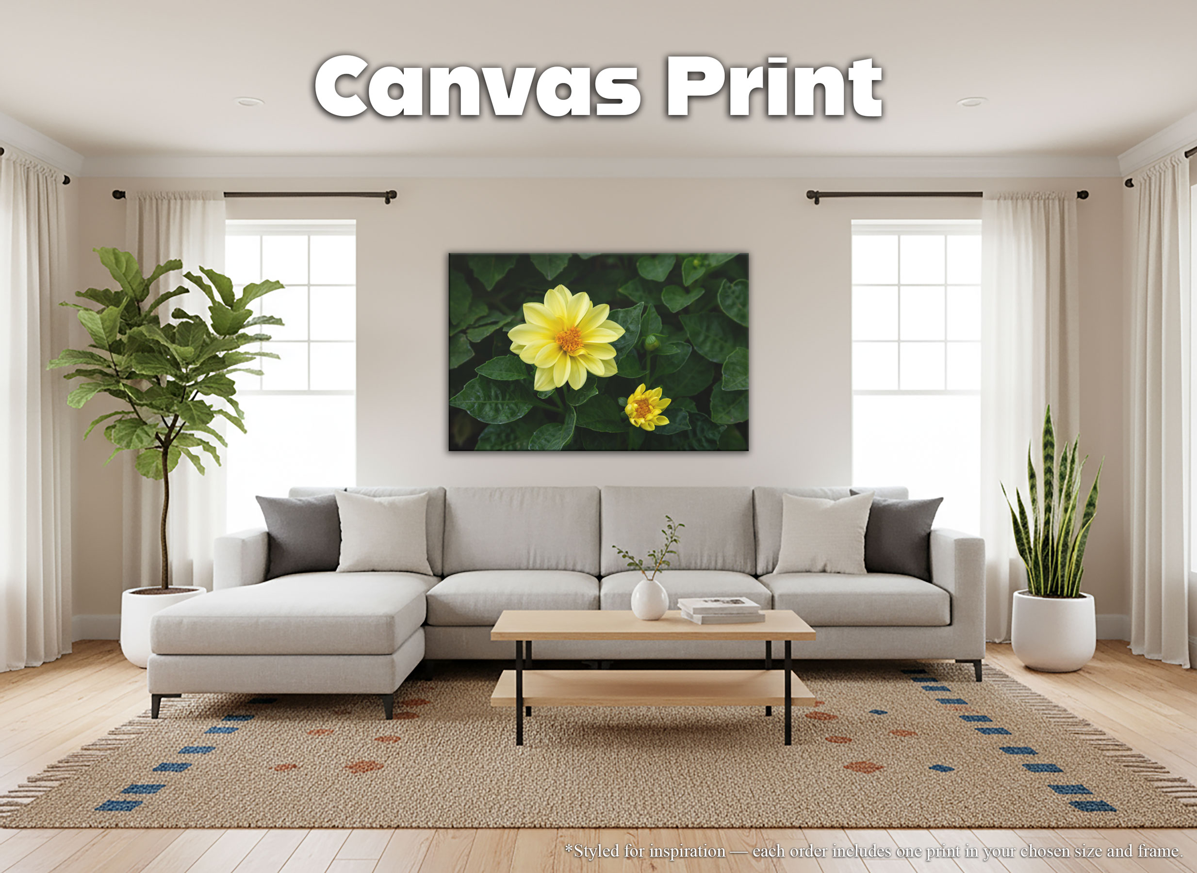 Yellow Dahlia Flower - Canvas Print - Floral Botanical Photography Decor, Modern Farmhouse Artwork #37 product thumbnail image Yellow Dahlia Flower - Canvas Print - Floral Botanical Photography Decor, Modern Farmhouse Artwork #37 product thumbnail image