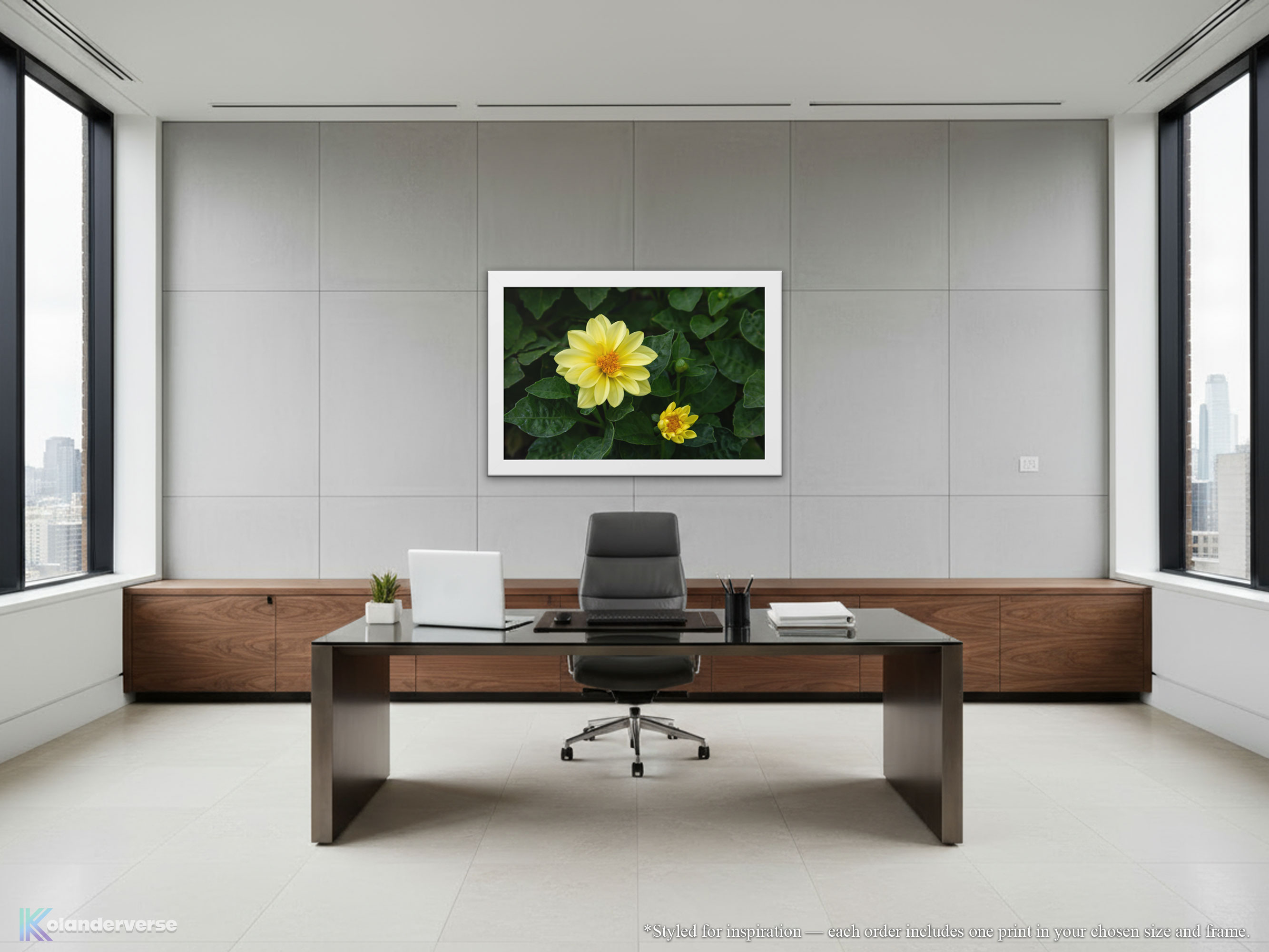 Yellow Dahlia Flower - Framed Print - Floral Botanical Photography Decor, Modern Farmhouse Artwork #37 product thumbnail image