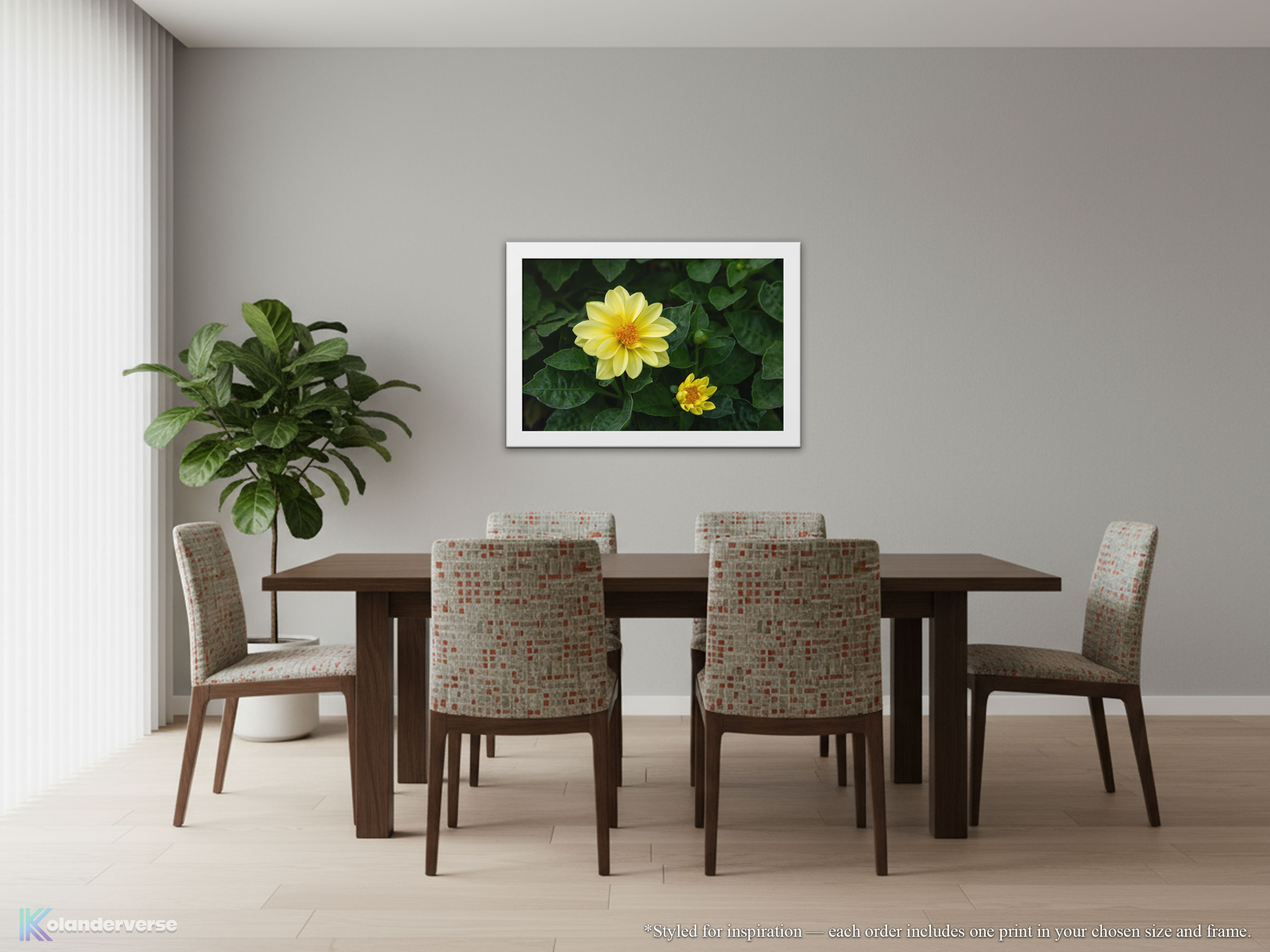 Yellow Dahlia Flower - Framed Print - Floral Botanical Photography Decor, Modern Farmhouse Artwork #37 product thumbnail image