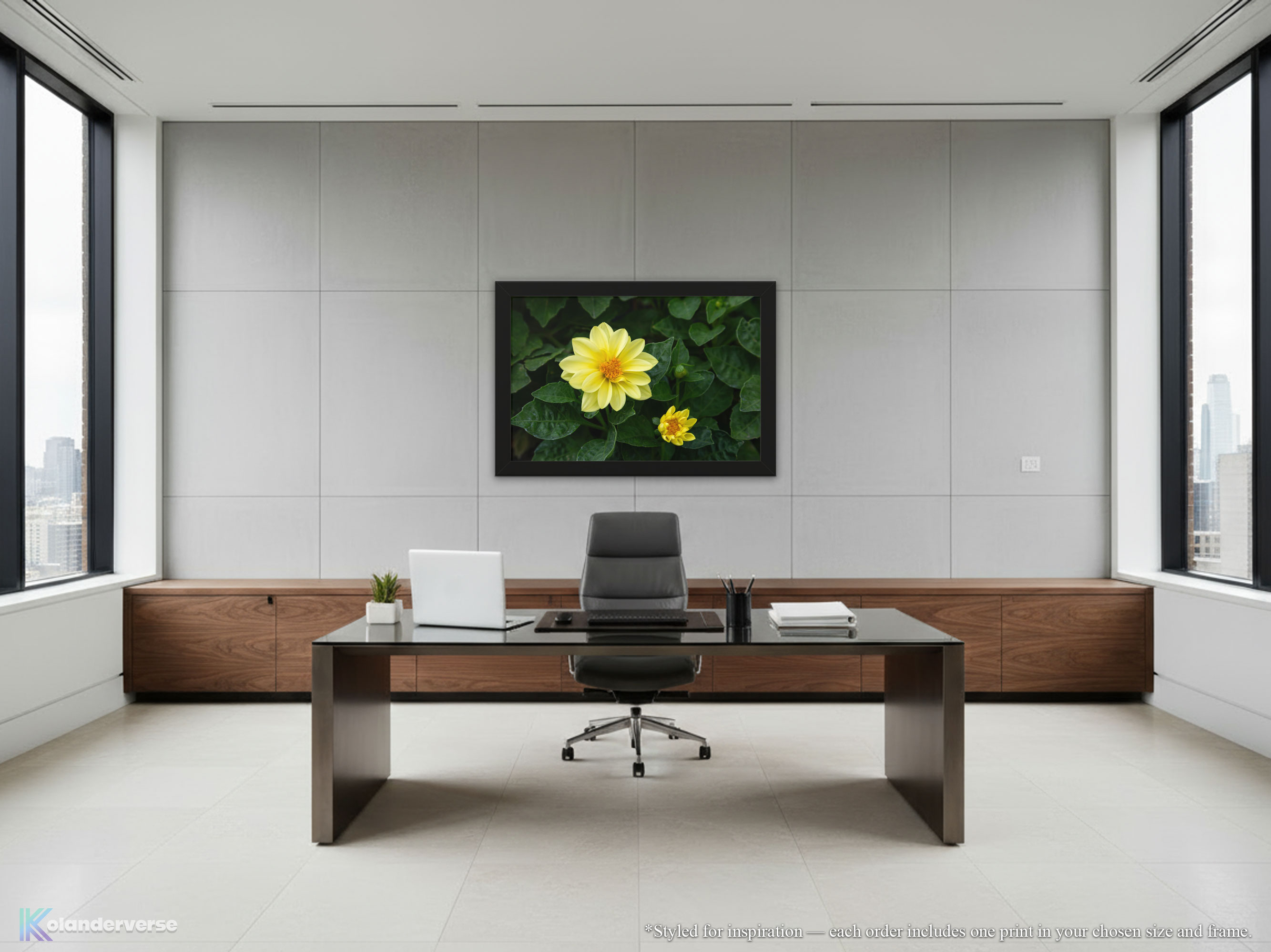 Yellow Dahlia Flower - Framed Print - Floral Botanical Photography Decor, Modern Farmhouse Artwork #37 product thumbnail image