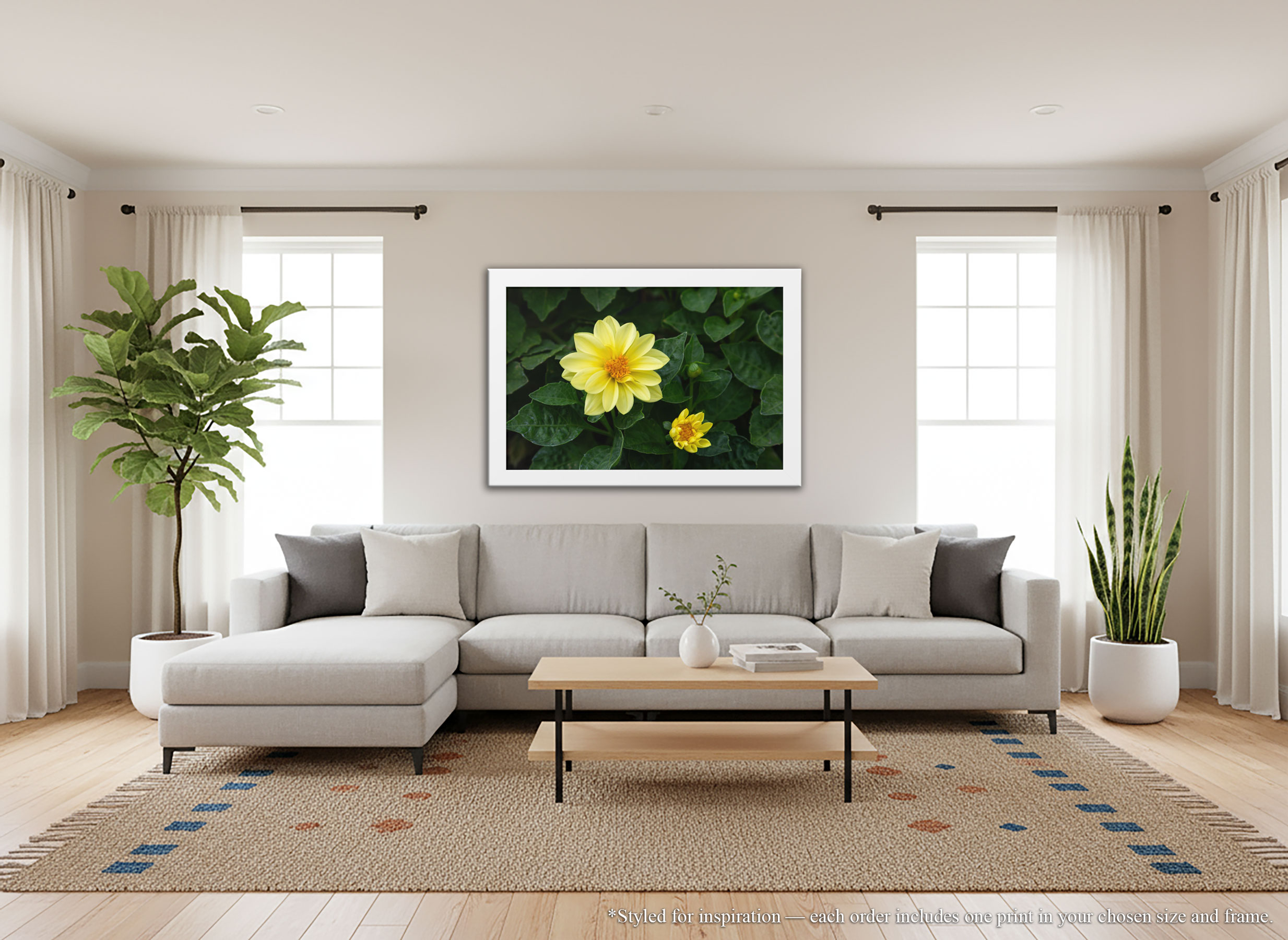 Yellow Dahlia Flower - Framed Print - Floral Botanical Photography Decor, Modern Farmhouse Artwork #37 product thumbnail image Yellow Dahlia Flower - Framed Print - Floral Botanical Photography Decor, Modern Farmhouse Artwork #37 product thumbnail image