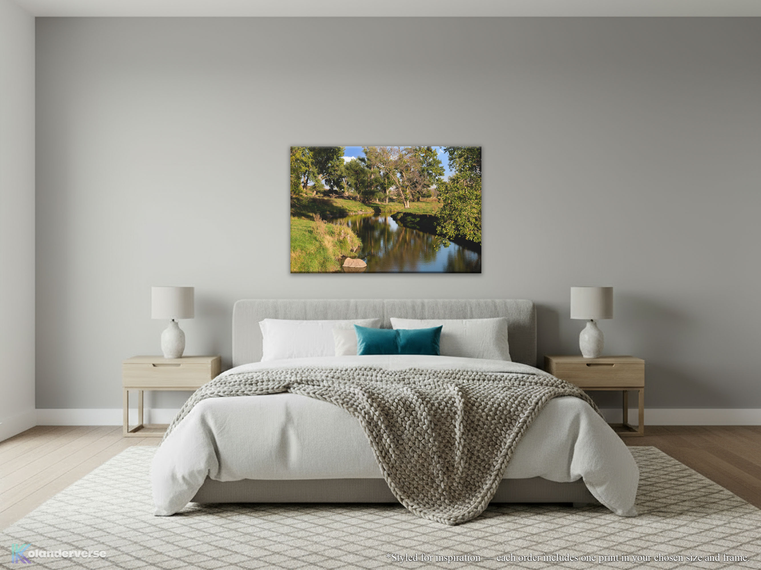 Creek Bend - Canvas Print - Rural Riverbank Water Sky Reflection Landscape Photography Wall Art #42 product thumbnail image