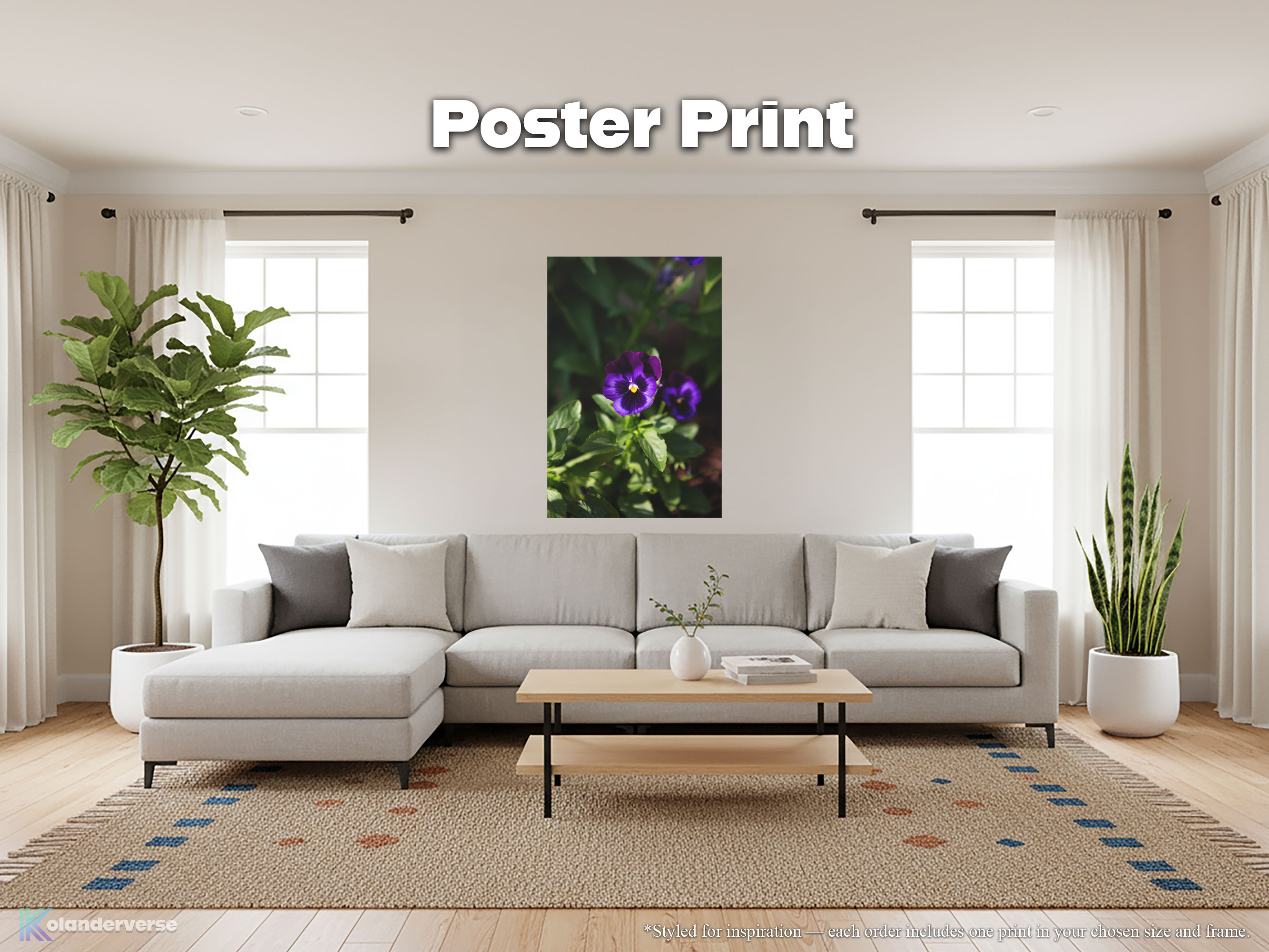 Two Purple Pansies - Giclée Poster Print - Deep Violet Pansy Flowers Photography Wall Art, Botanical Floral Artwork #45 product thumbnail image Two Purple Pansies - Giclée Poster Print - Deep Violet Pansy Flowers Photography Wall Art, Botanical Floral Artwork #45 product thumbnail image