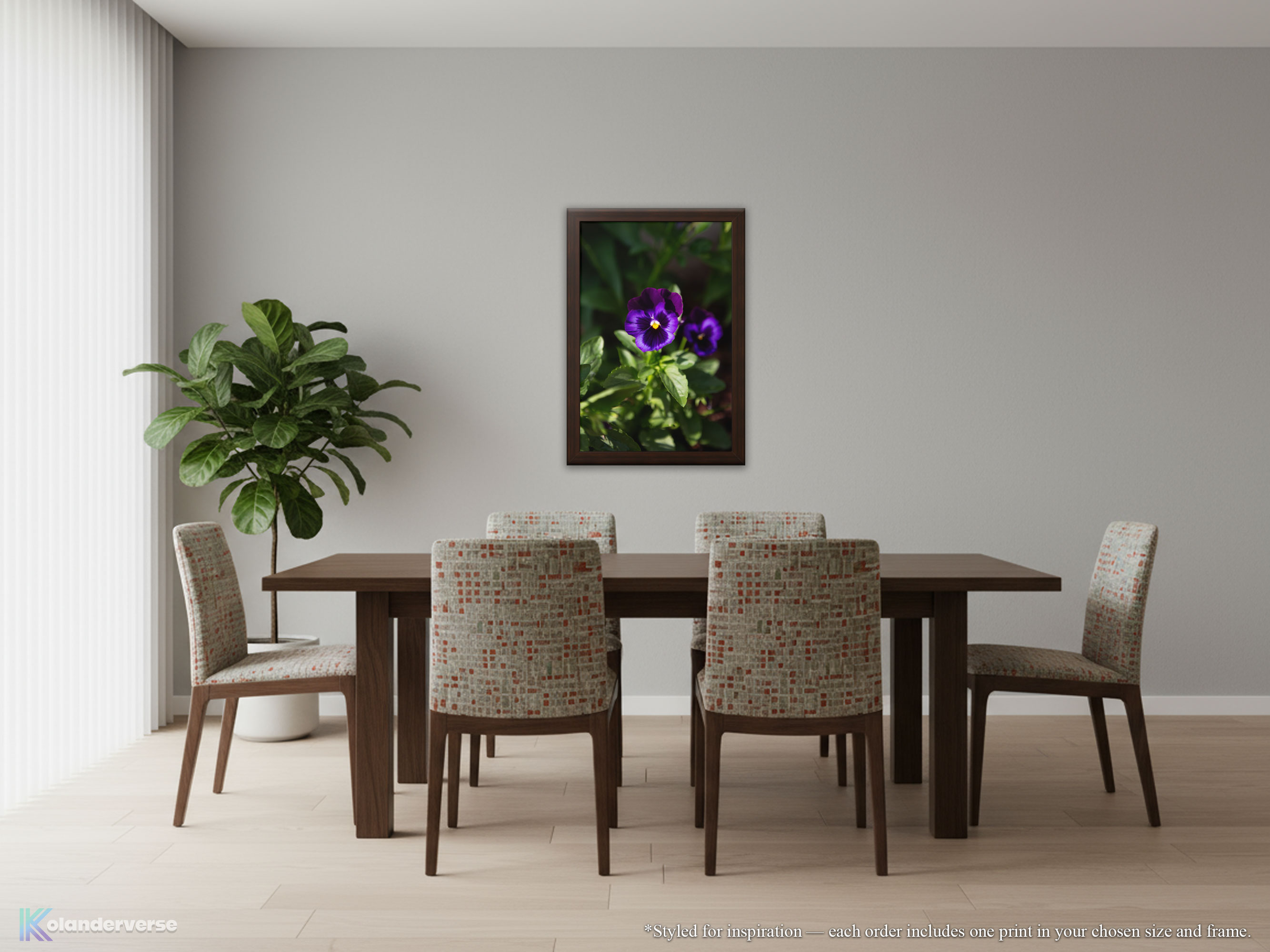 Two Purple Pansies - Framed Print - Deep Violet Pansy Flowers Photography Wall Art, Botanical Floral Artwork #45 product thumbnail image