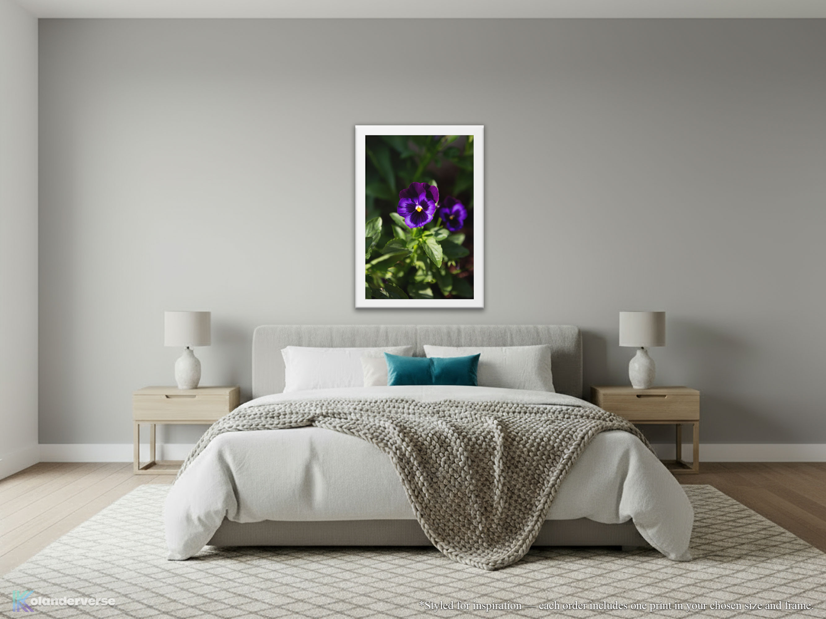 Two Purple Pansies - Framed Print - Deep Violet Pansy Flowers Photography Wall Art, Botanical Floral Artwork #45 product thumbnail image