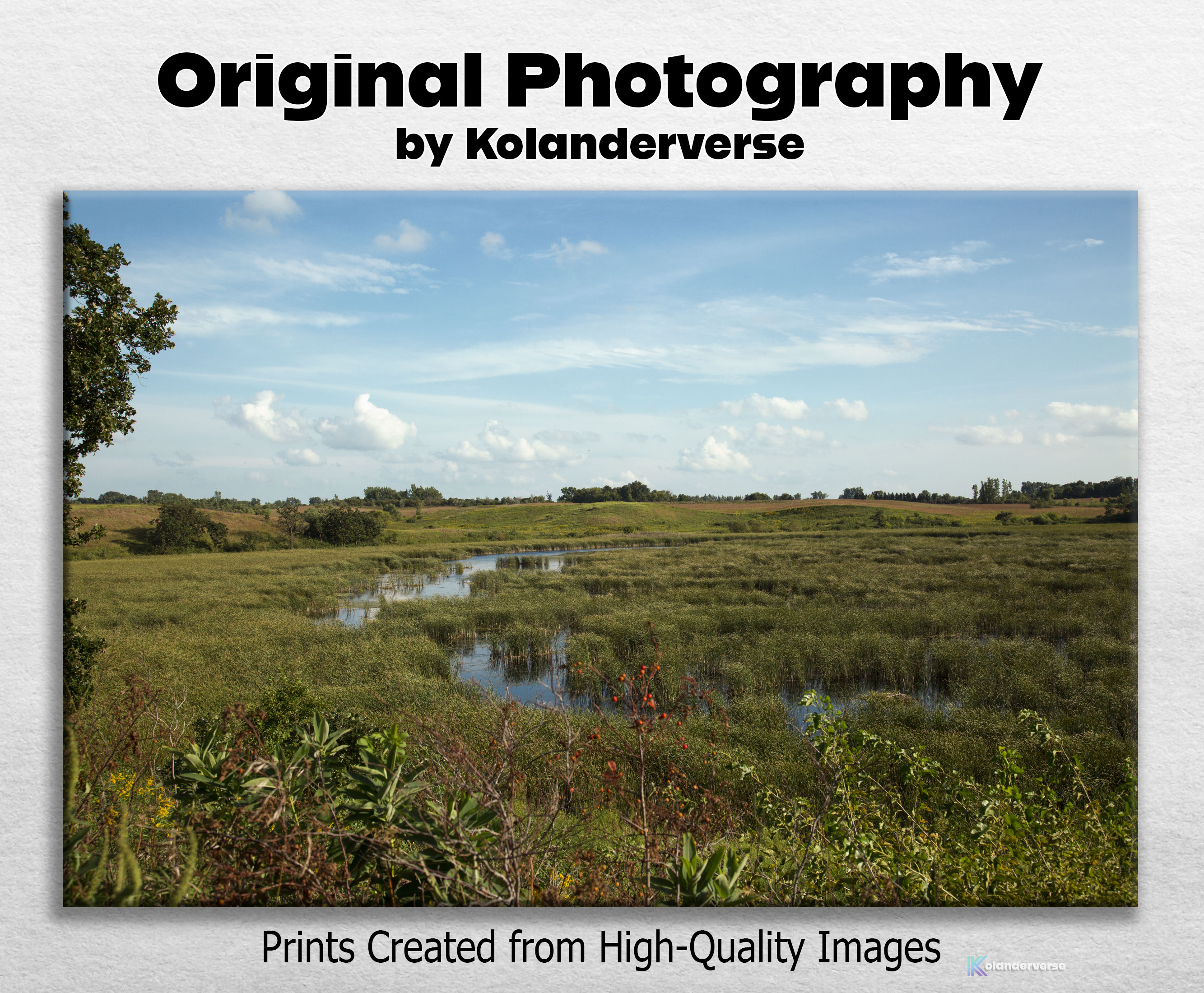 Wetlands Prairie - Giclée Poster Print -Landscape Photography, Rural Marsh Grassland Wall Art #54 product thumbnail image