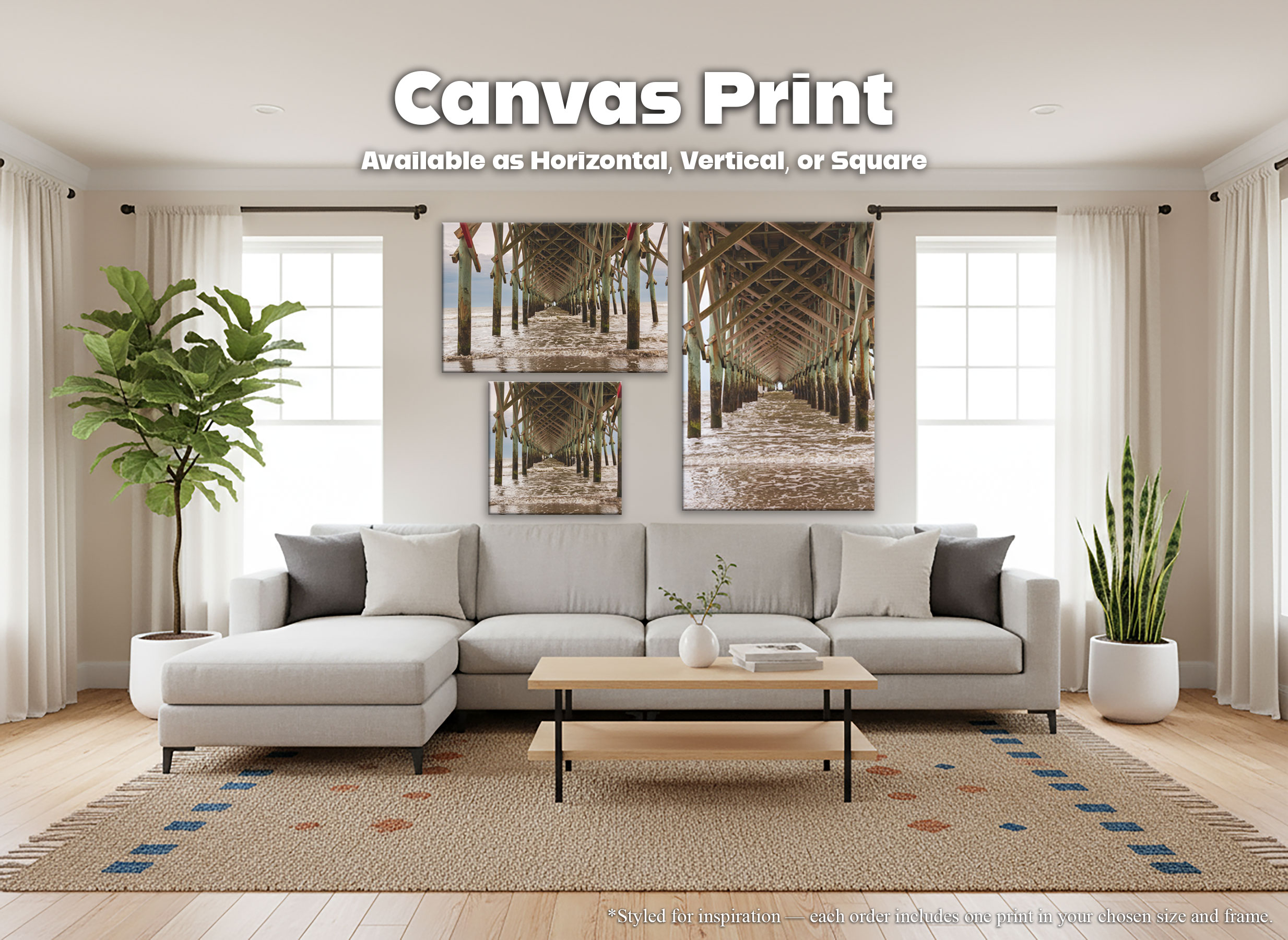 Folly Beach Pier - Canvas Print Vertical or Horizontal - South Carolina Coastal Photography – Symmetry Ocean Waves Under Pier Wall Art – Beach House Décor #58 product thumbnail image Folly Beach Pier - Canvas Print Vertical or Horizontal - South Carolina Coastal Photography – Symmetry Ocean Waves Under Pier Wall Art – Beach House Décor #58 product thumbnail image