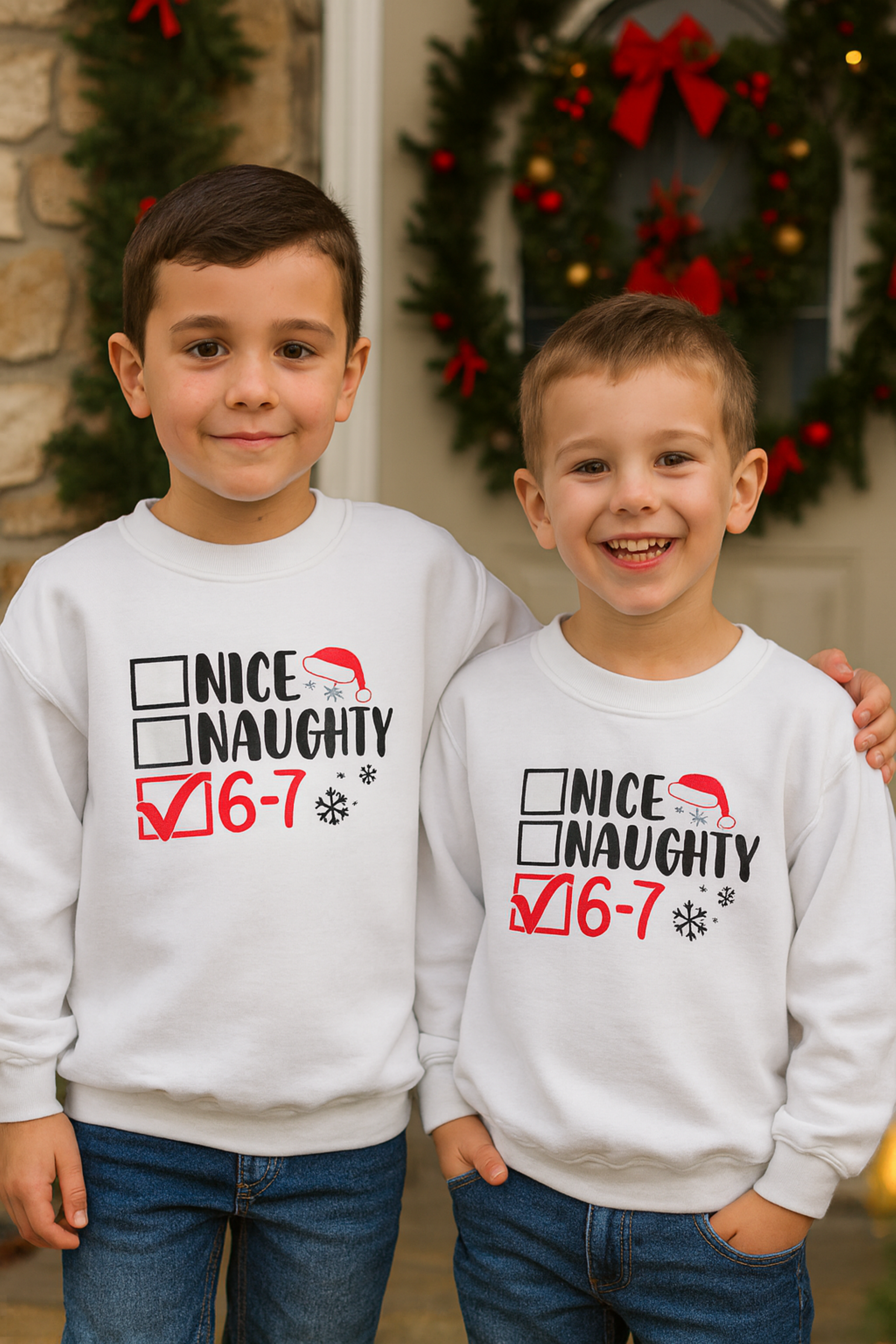 Nice Naughty 6-7 Youth Crewneck Sweatshirt - Holiday Kids Apparel product thumbnail image Nice Naughty 6-7 Youth Crewneck Sweatshirt - Holiday Kids Apparel product thumbnail image