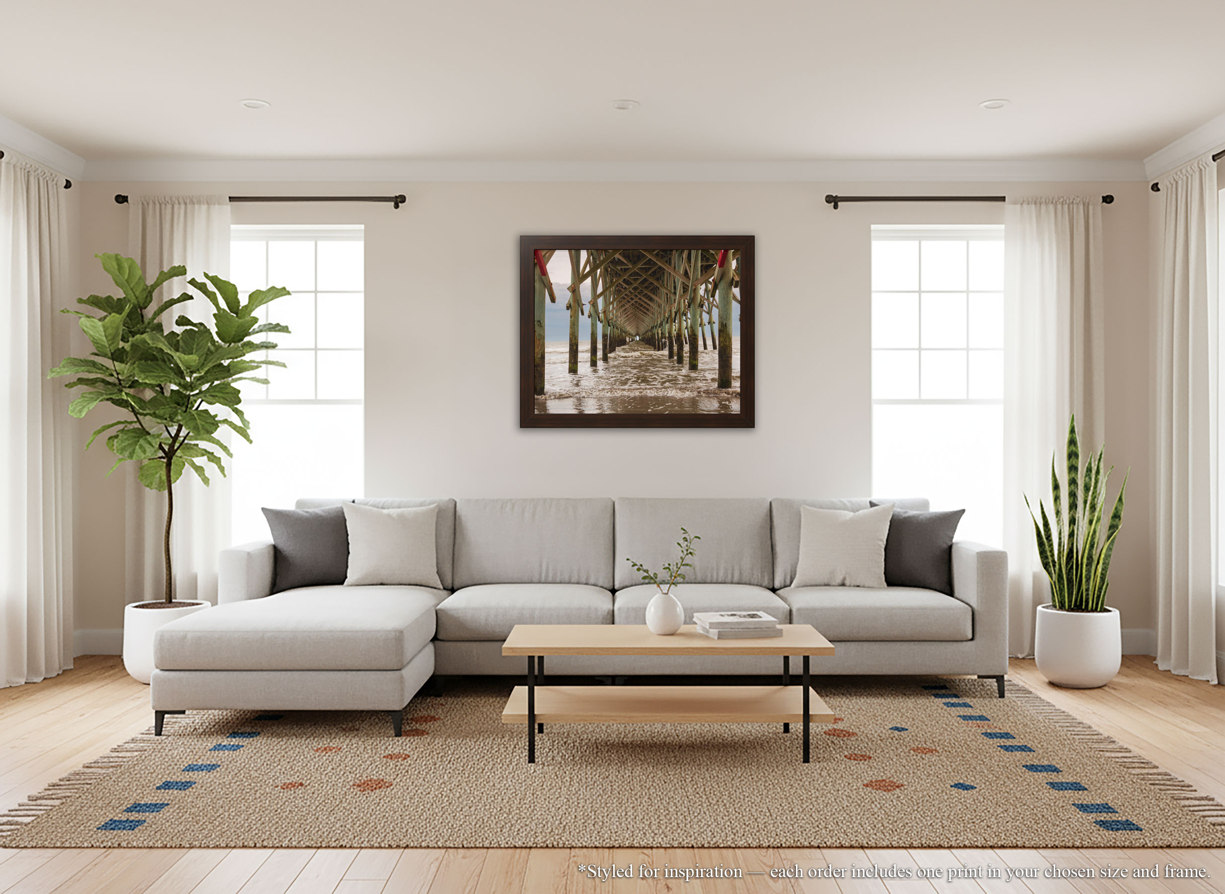 Folly Beach Pier - Framed Print Horizontal - South Carolina Coastal Photography – Symmetry Ocean Waves Under Pier Wall Art – Beach House Décor #58 product thumbnail image Folly Beach Pier - Framed Print Horizontal - South Carolina Coastal Photography – Symmetry Ocean Waves Under Pier Wall Art – Beach House Décor #58 product thumbnail image