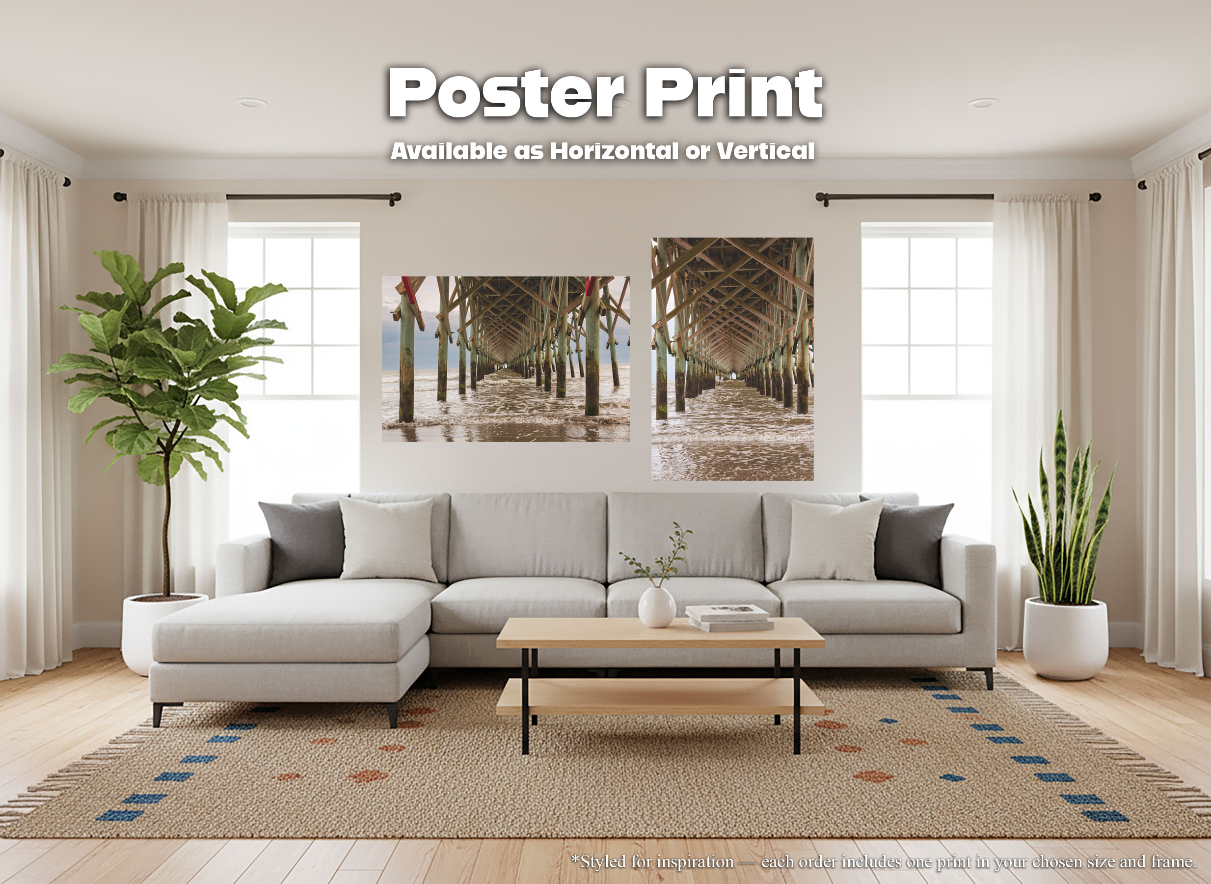 Folly Beach Pier - Giclée Poster Print Vertical - South Carolina Coastal Photography – Symmetry Ocean Waves Under Pier Wall Art – Beach House Décor #58 Folly Beach Pier - Giclée Poster Print Vertical - South Carolina Coastal Photography – Symmetry Ocean Waves Under Pier Wall Art – Beach House Décor #58