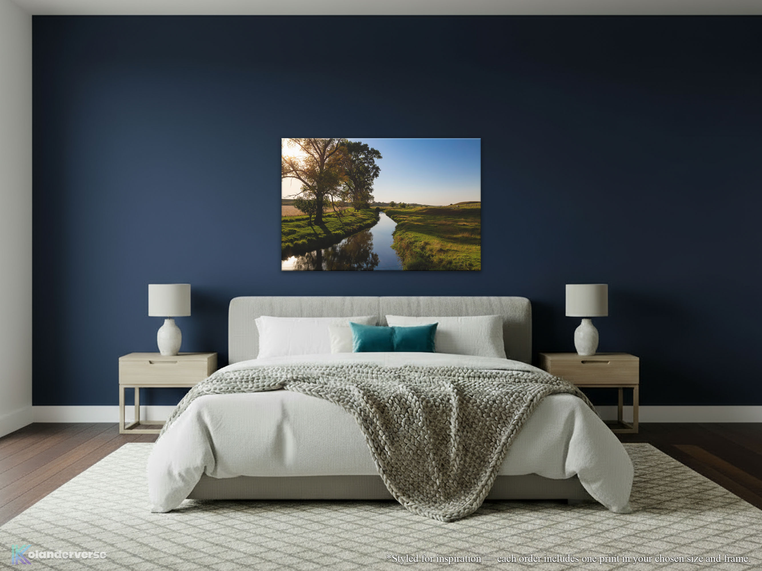 Golden Hour Creek Landscape - Canvas Print - Minnesota Countryside Photography, Peaceful Pasture Farmhouse Decor for Living Room or Office #3 product thumbnail image