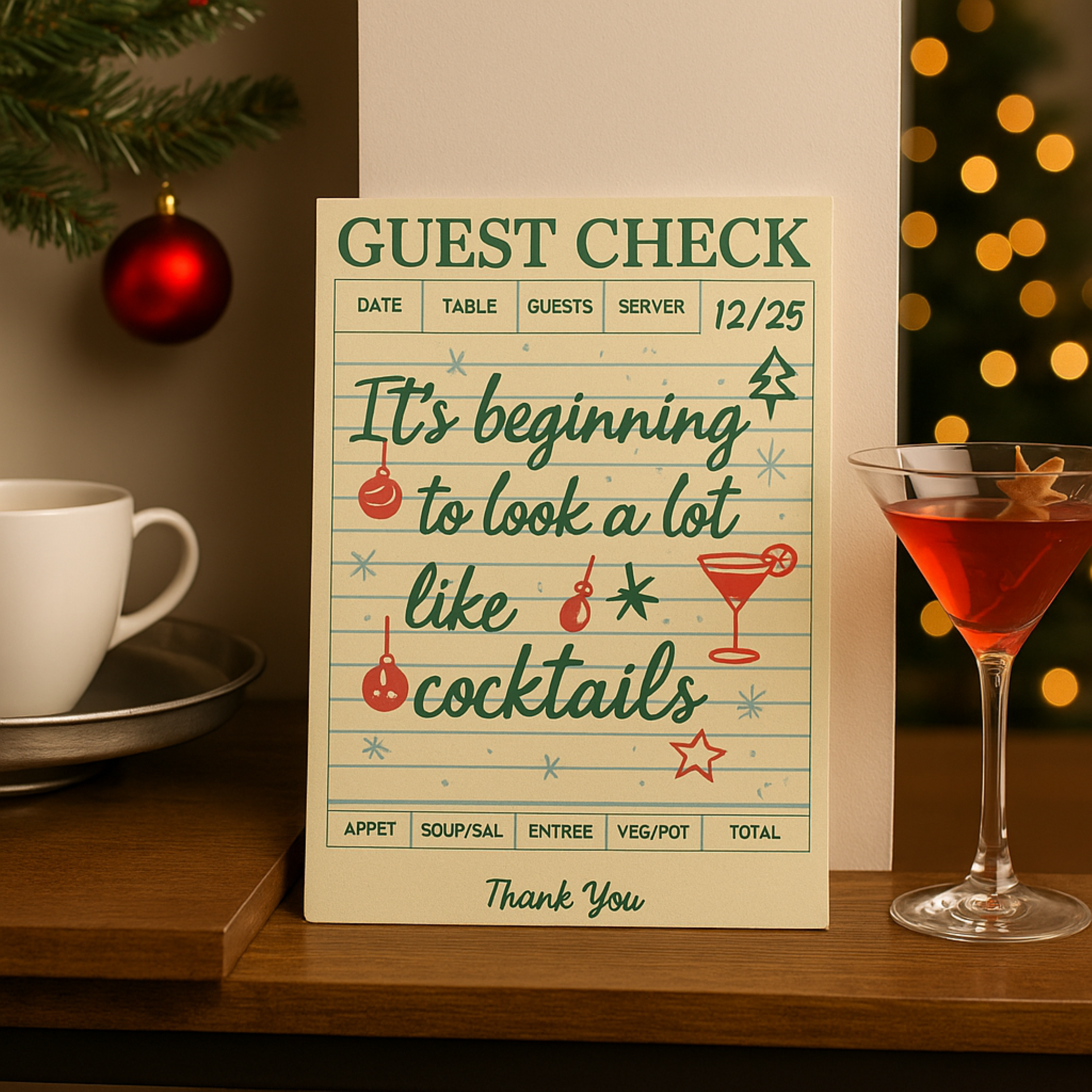 Holiday Cocktail Wall Art Canvas — "It's Beginning to Look a Lot Like Cocktails"