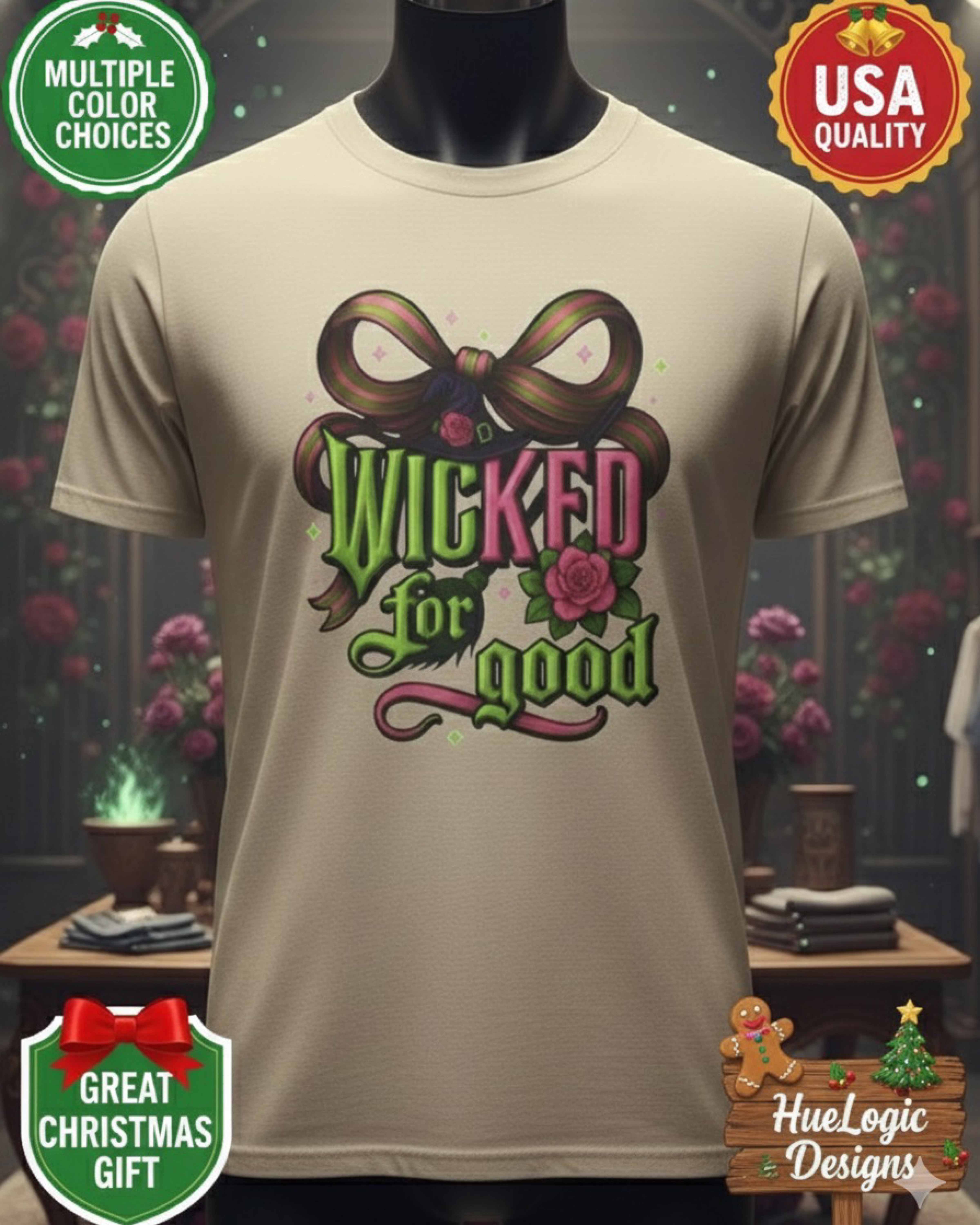 Wicked For Good Shirt Women Tee Vintage Witch Witchcore Aesthetic Bow Floral 