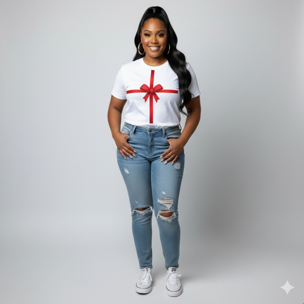 Gift Bow T-Shirt — Red Ribbon Present Design, Holiday & Celebration Tee product thumbnail image Gift Bow T-Shirt — Red Ribbon Present Design, Holiday & Celebration Tee product thumbnail image