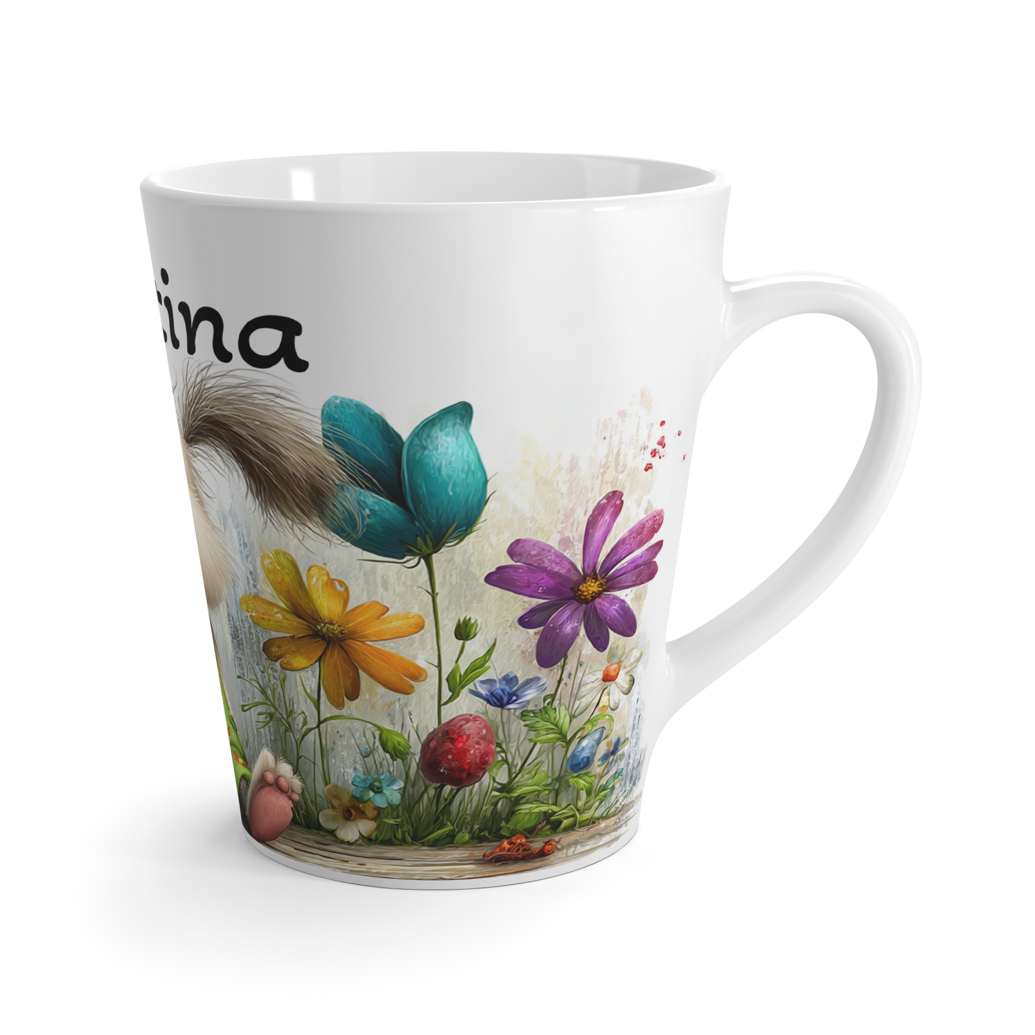 Personalized Whimsical Flower Puppy Latte Mug | Ships Globally product thumbnail image
