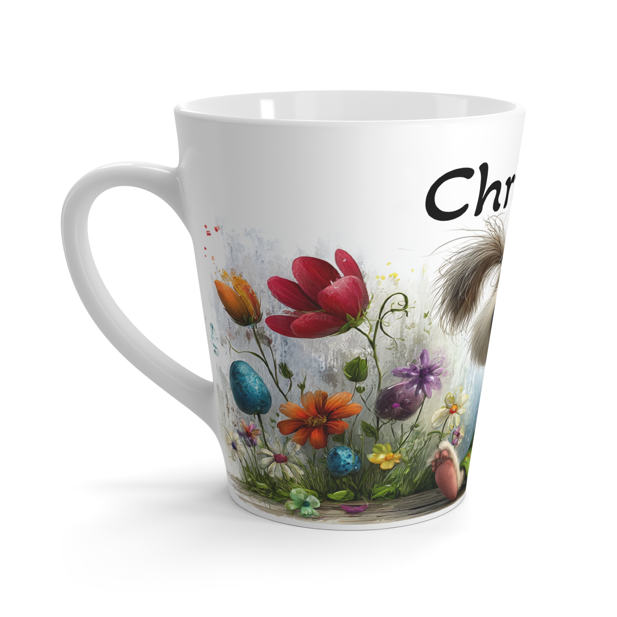 Personalized Whimsical Flower Puppy Latte Mug | Ships Globally product thumbnail image