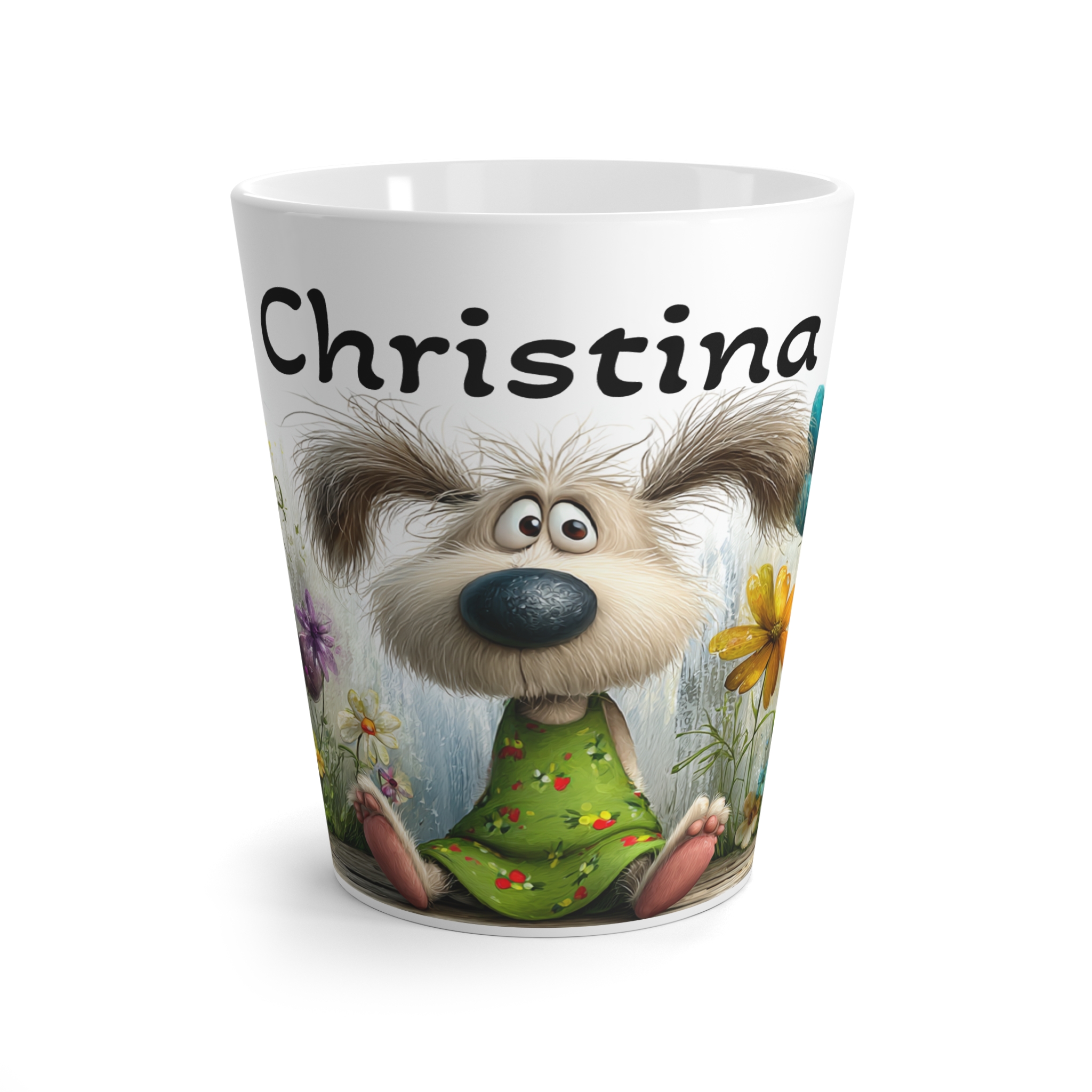 Personalized Whimsical Flower Puppy Latte Mug | Ships Globally product thumbnail image Personalized Whimsical Flower Puppy Latte Mug | Ships Globally product thumbnail image