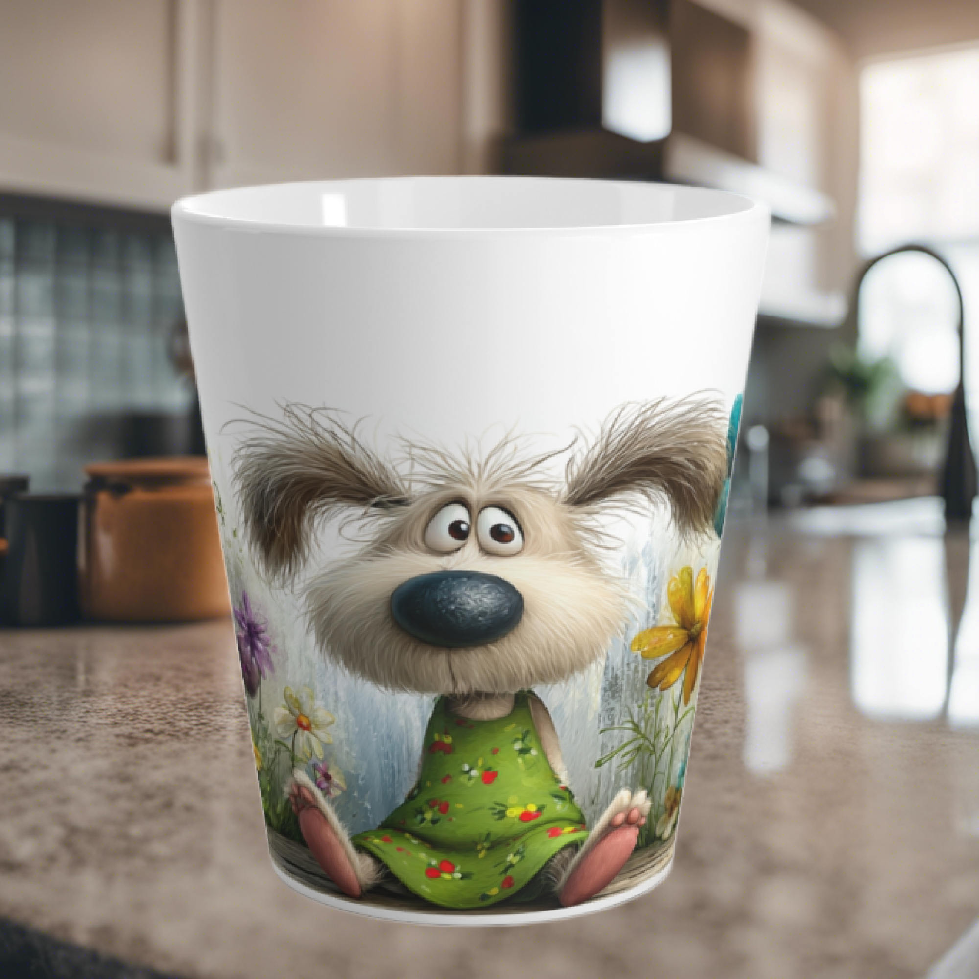 Personalized Whimsical Flower Puppy Latte Mug | Ships Globally product thumbnail image Personalized Whimsical Flower Puppy Latte Mug | Ships Globally product thumbnail image