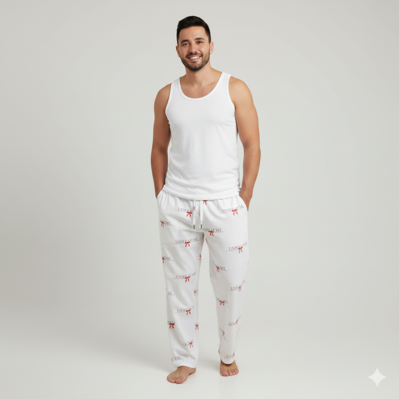 Pajama Pants — 'Unwrap Me' Red Bow Holiday Lounge Pants