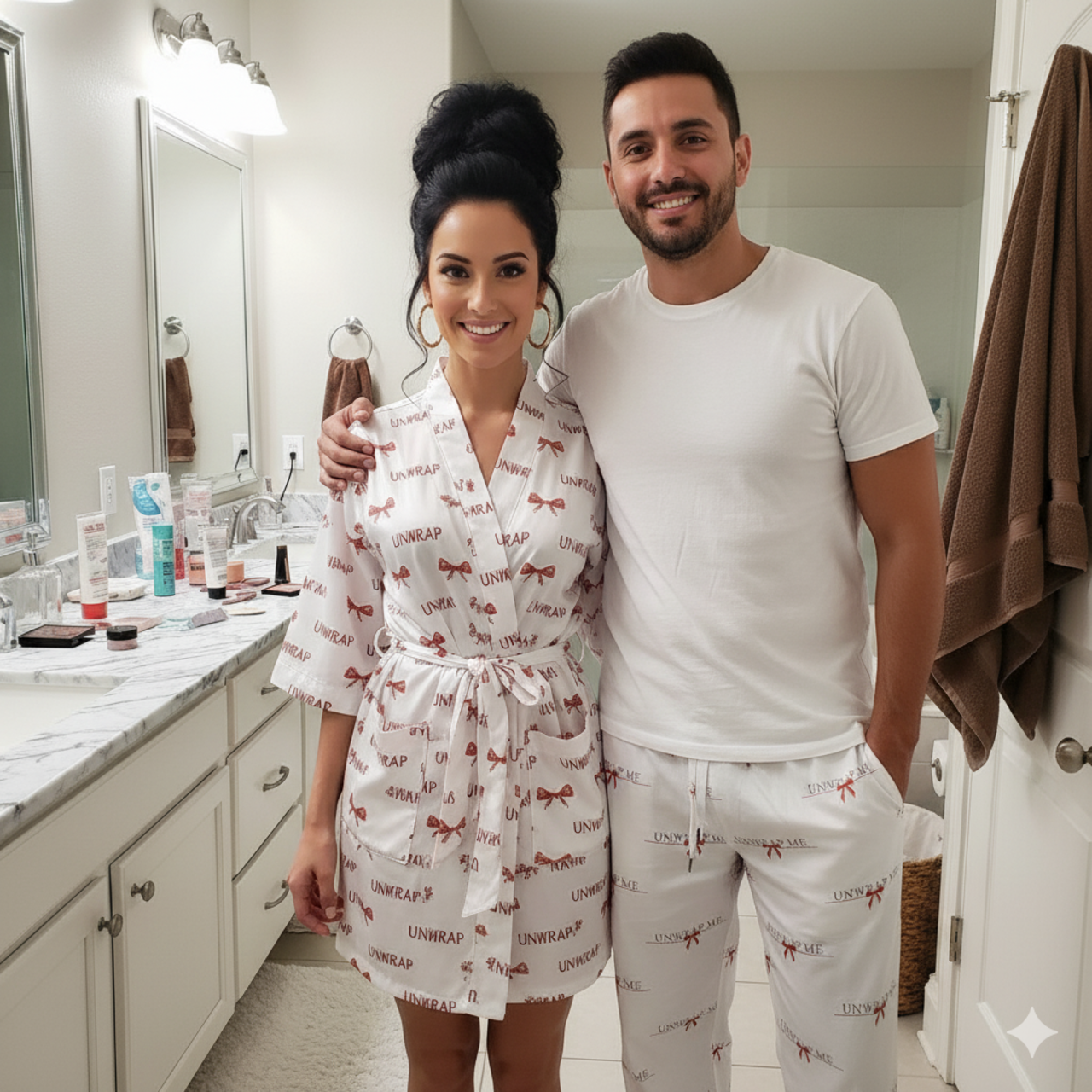 Pajama Pants — 'Unwrap Me' Red Bow Holiday Lounge Pants product thumbnail image Pajama Pants — 'Unwrap Me' Red Bow Holiday Lounge Pants product thumbnail image